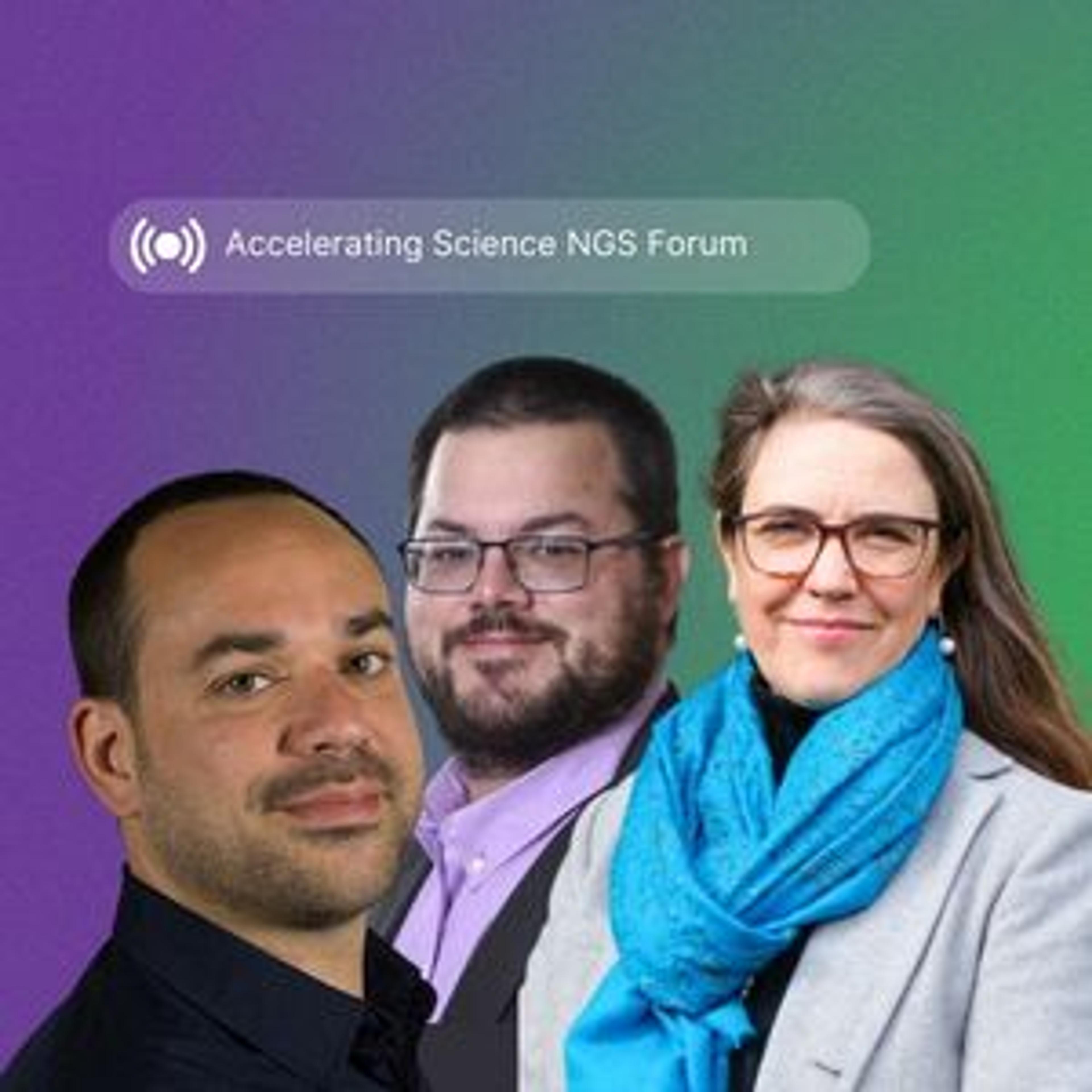 Decoding life at scale with NGS a SelectScience Forum image showing three speakers from the forum
