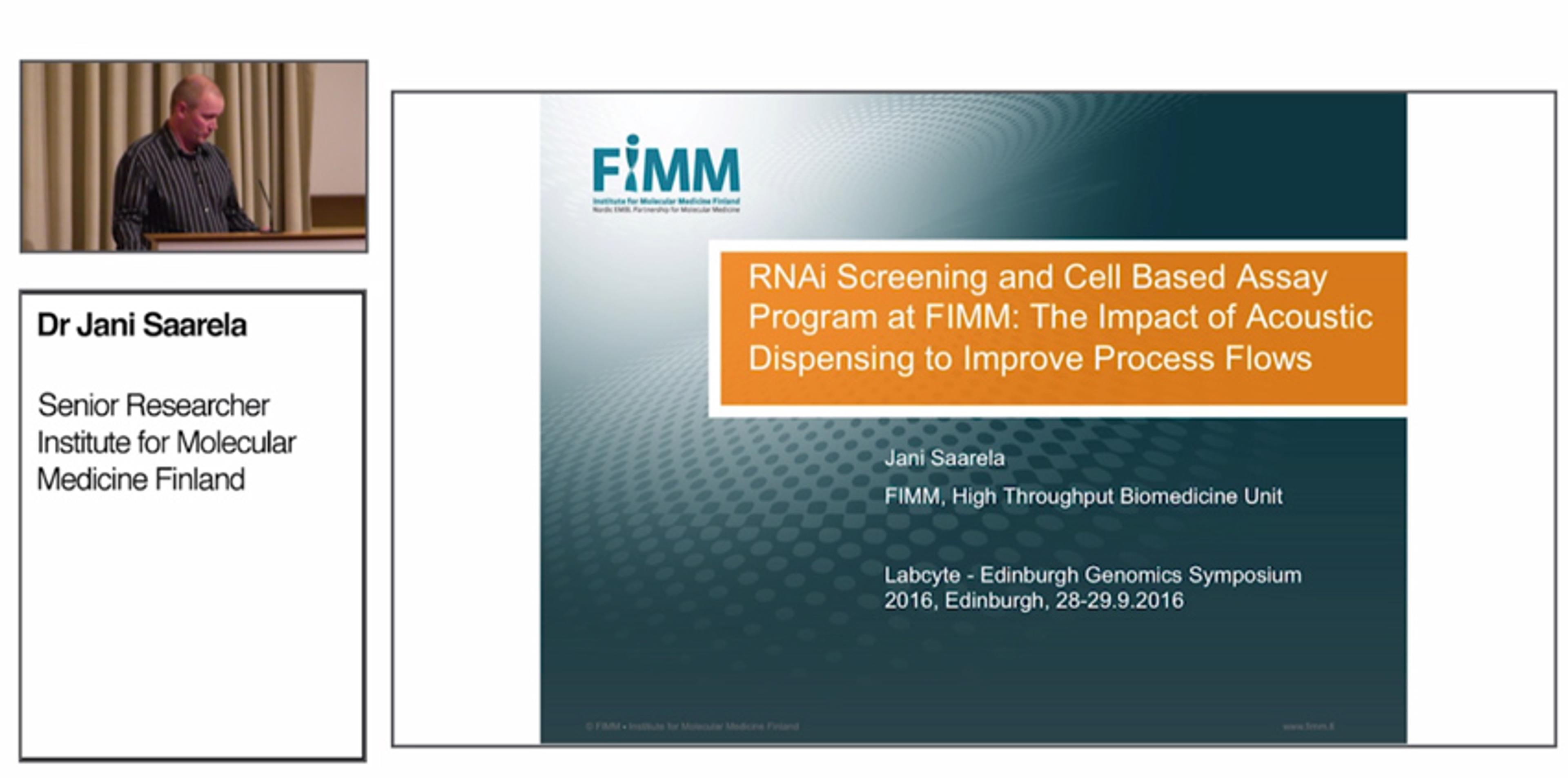 Improve RNAi Screening & Cell Assay Workflows with Acoustic Dispensing Improve RNAi Screening & Cell Assay Workflows with Acoustic Dispensing