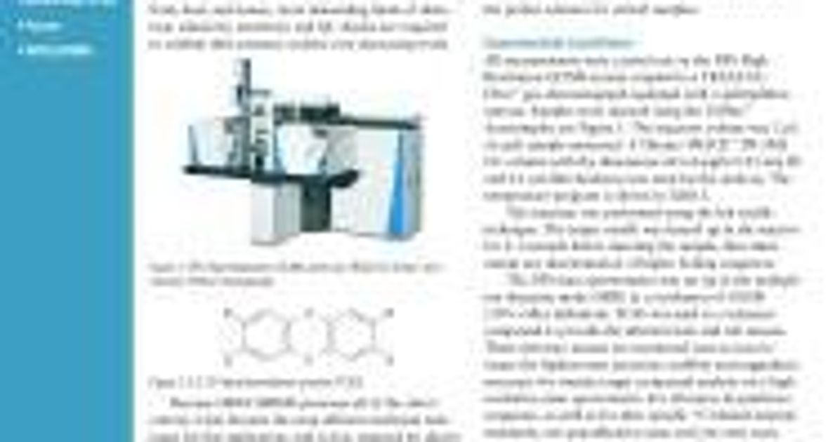 Thermo’s High Resolution GC/MS System Satisfies Regulatory Requirements ...
