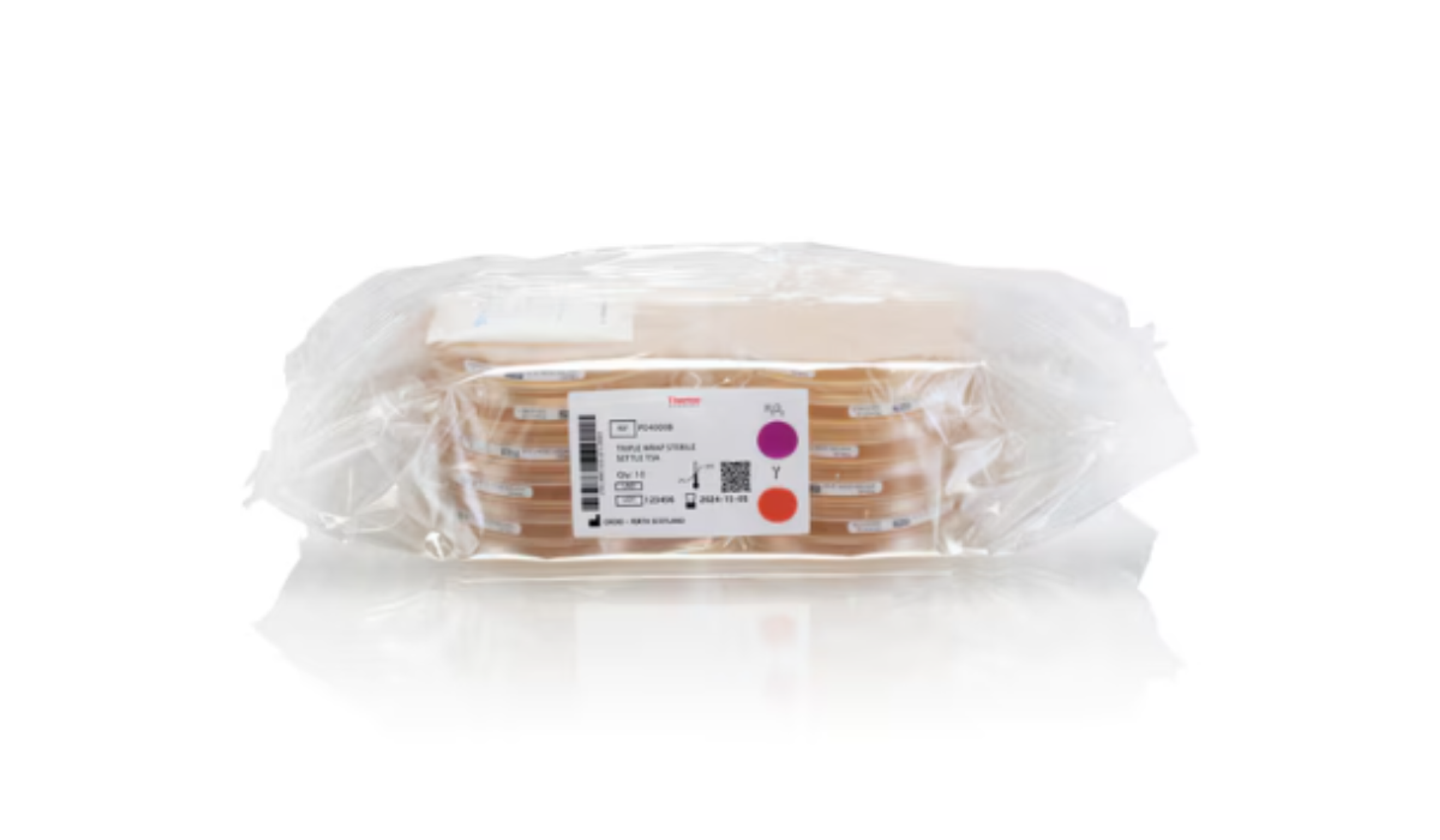 Triple Wrap Sterile Pack w/VHP Indicator Tryptone Soya Agar w/2D Barcode