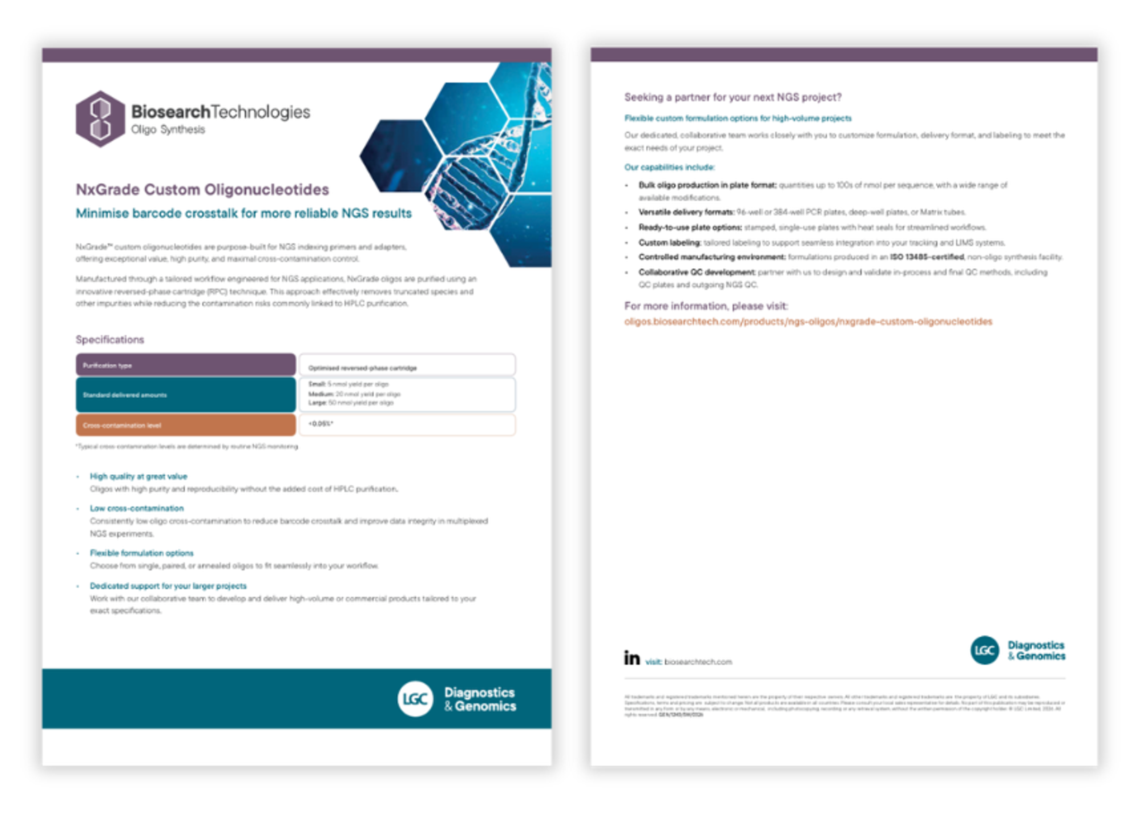 NxGrade Custom Oligonucleotides reduce barcode crosstalk for more reliable NGS workflows.