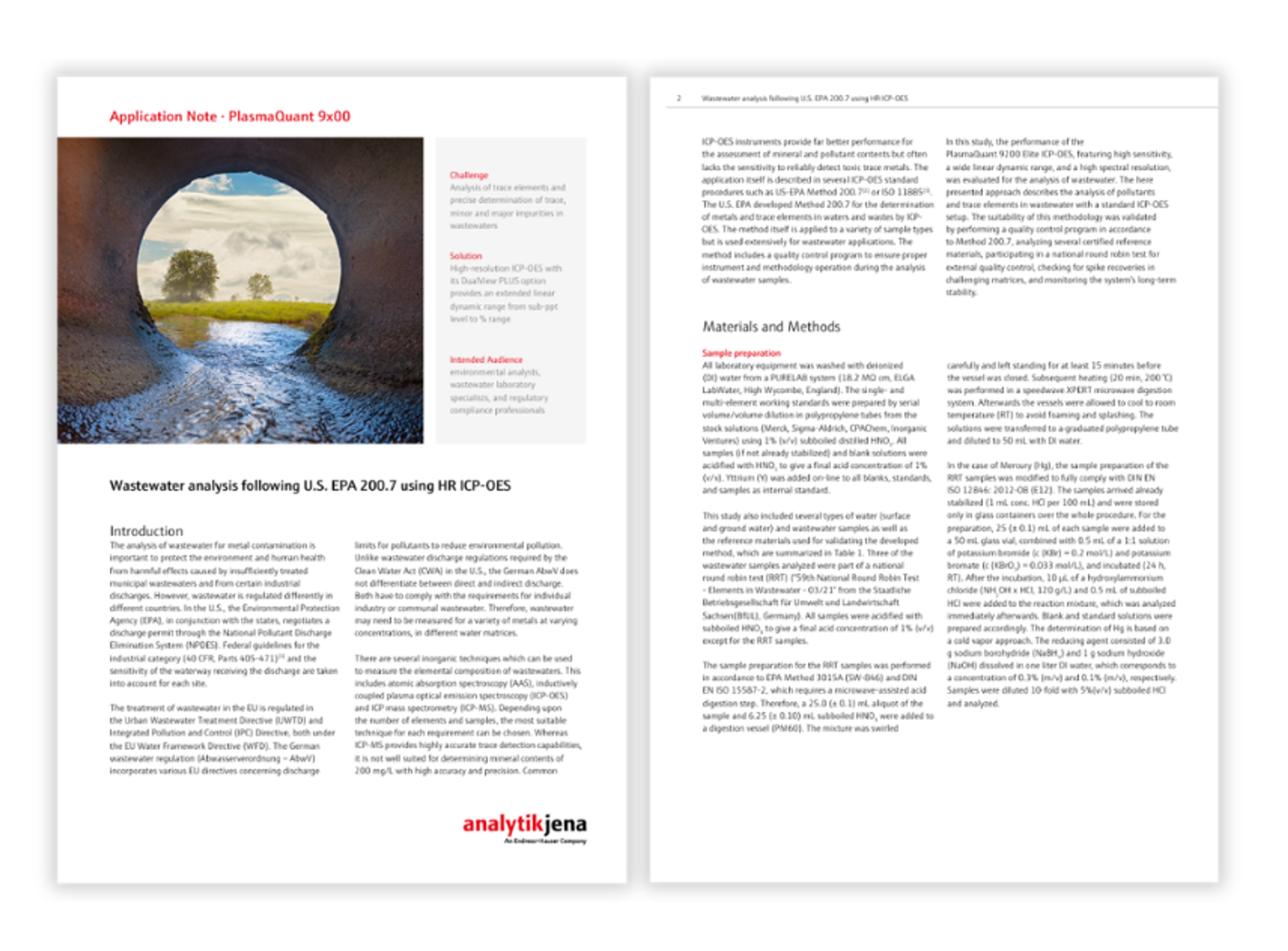 ICP-OES system used for multi element wastewater analysis following EPA Method 200.7