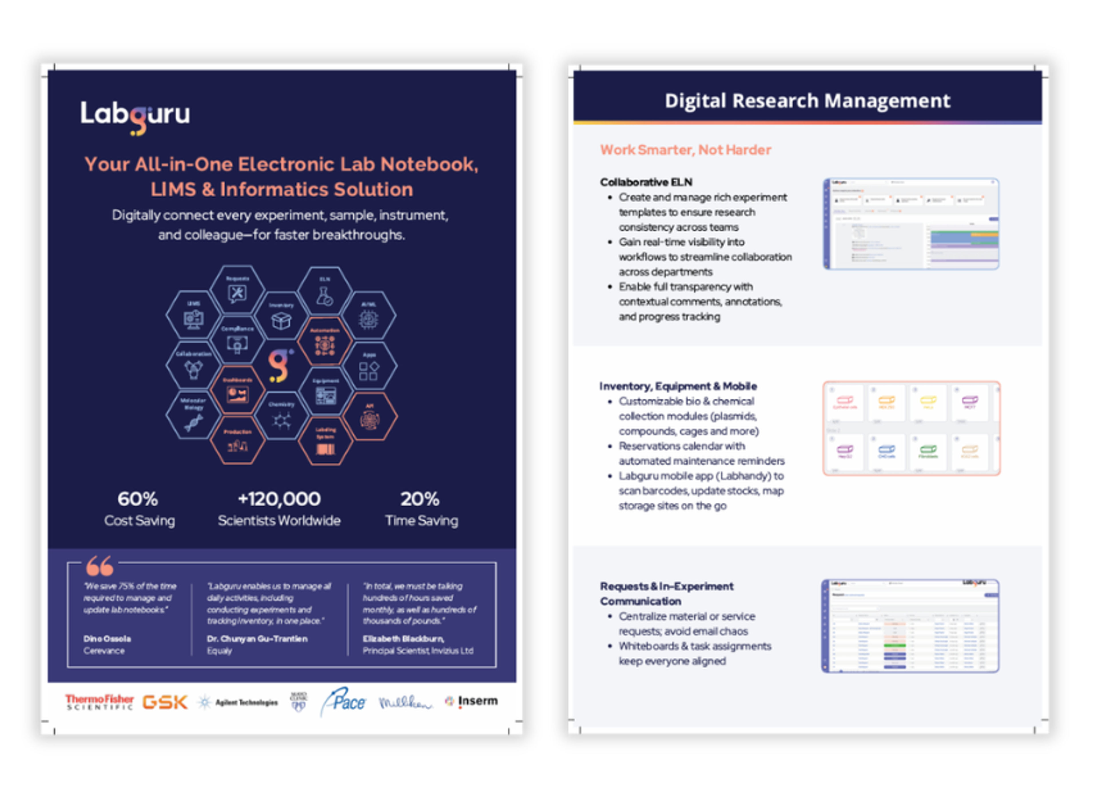 electronic lab notebook, LIMS, inventory management, workflow automation, and laboratory informatics