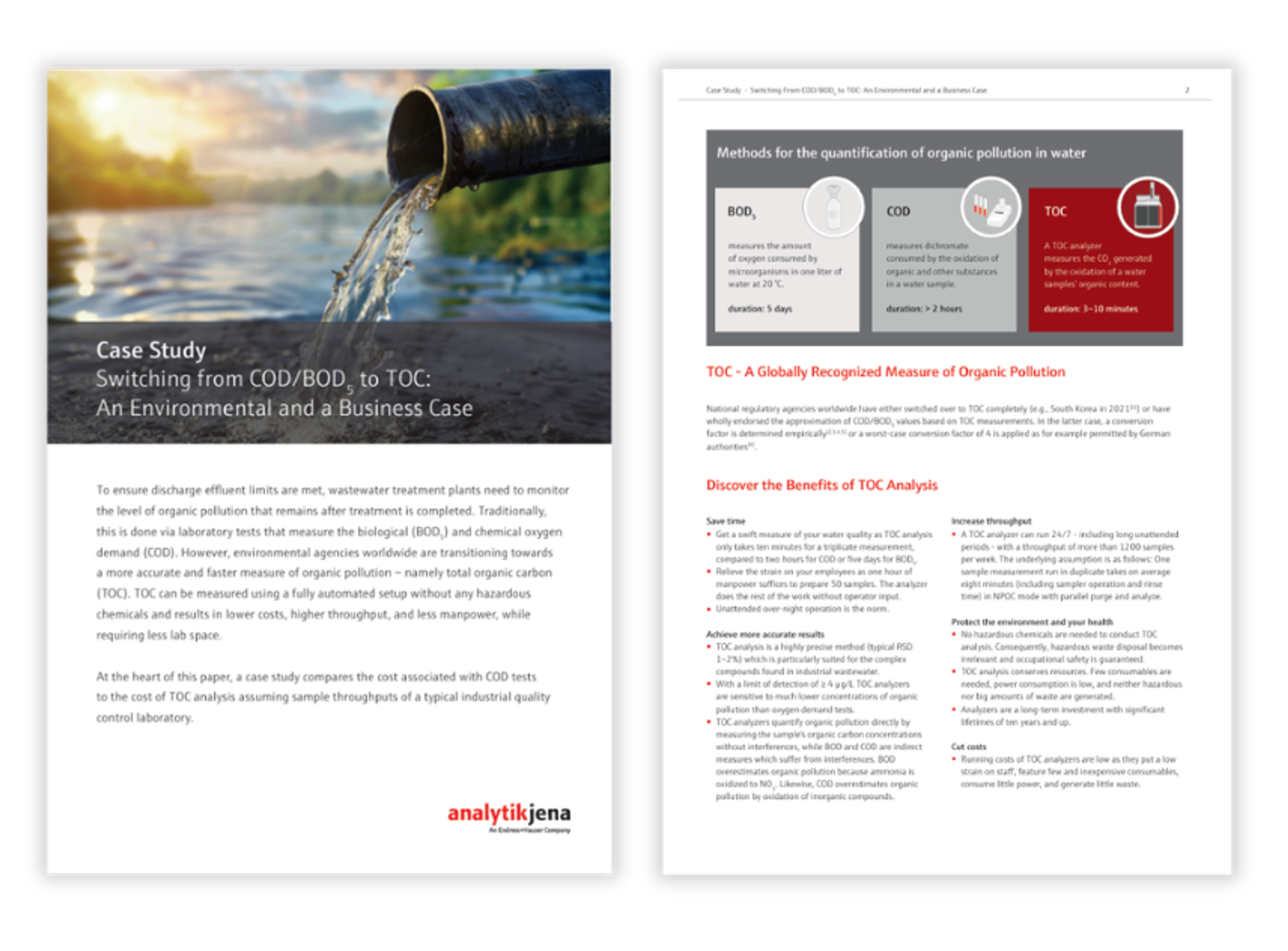 TOC analyzers and traditional COD/BOD testing methods for wastewater organic pollution monitoring