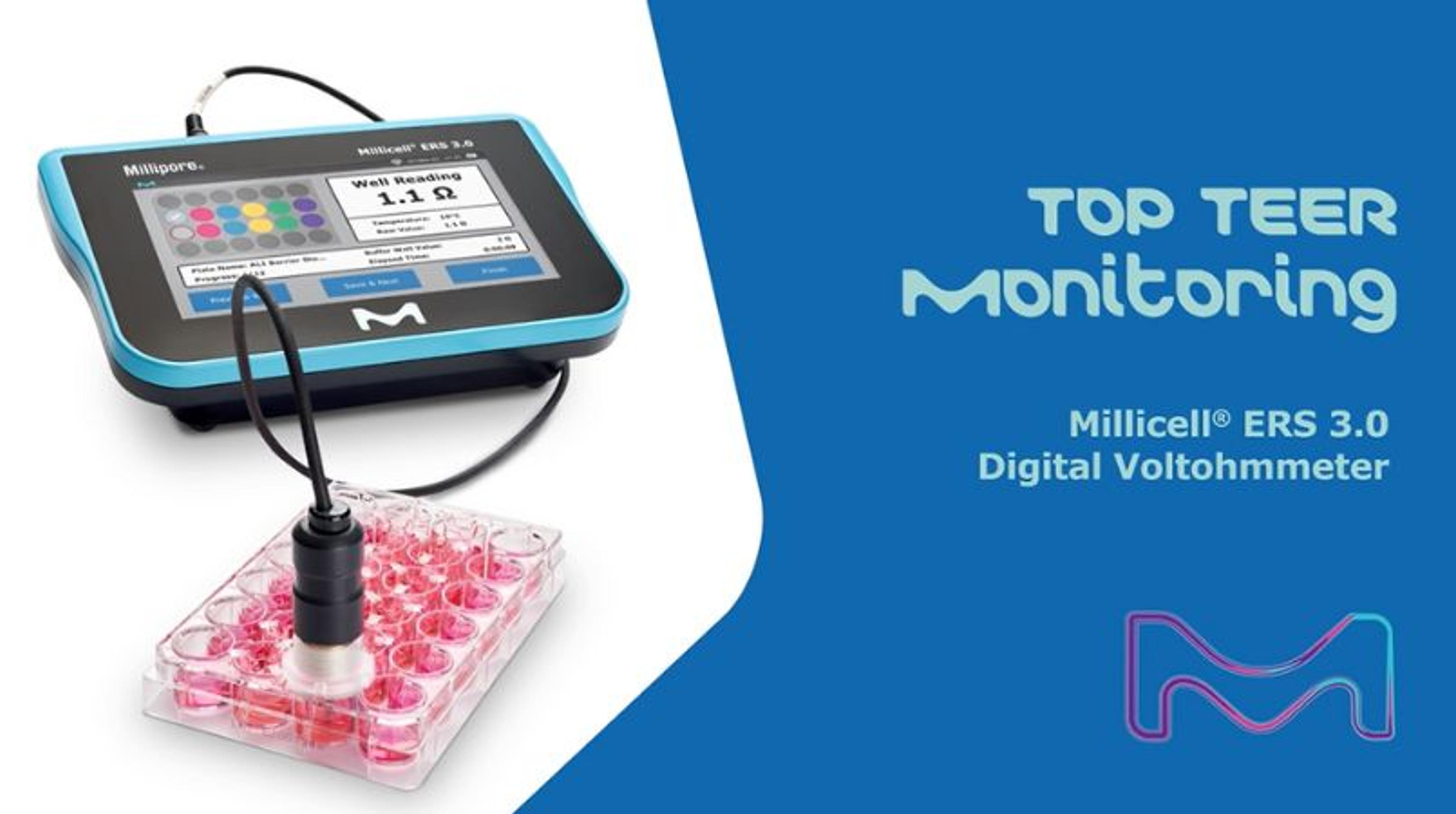 Top TEER monitoring with the Millicell ERS 3.0 Digital Voltohmmeter Top TEER monitoring with the Millicell ERS 3.0 Digital Voltohmmeter