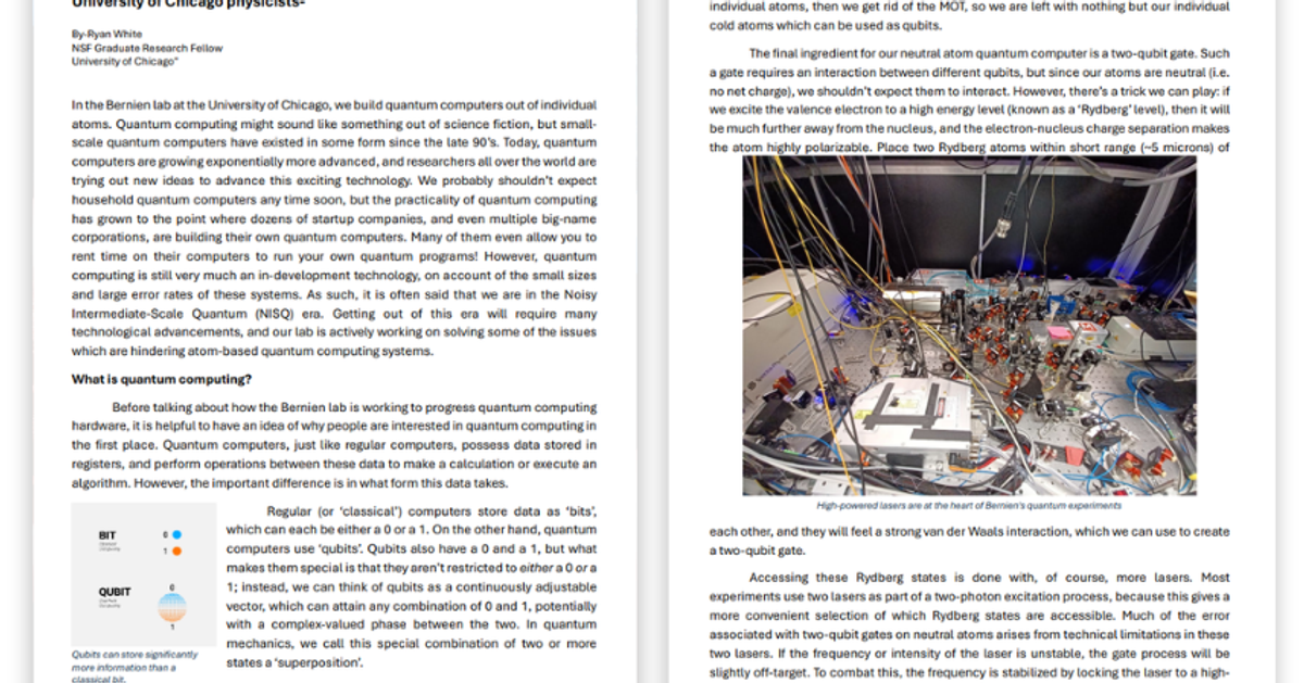 Turning atoms and lasers into a quantum computer: an inside look with ...