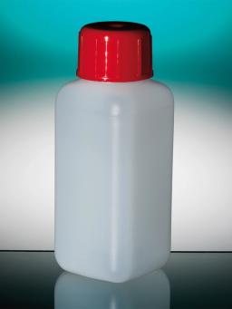 Corning® Gosselin™ Square HDPE Bottle, 100 mL, 20 mm Red Cap, Non-assembled, 300/Case - Corning Life Sciences