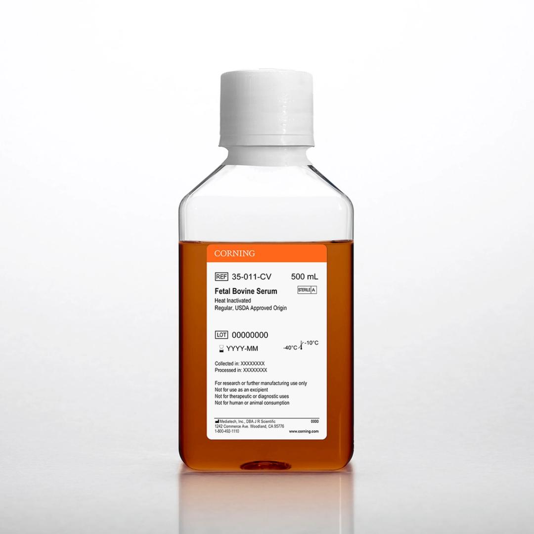 Corning® Fetal Bovine Serum, 500 mL, Regular, USDA approved Origin (Heat Inactivated) - Corning Life Sciences - Life Sciences