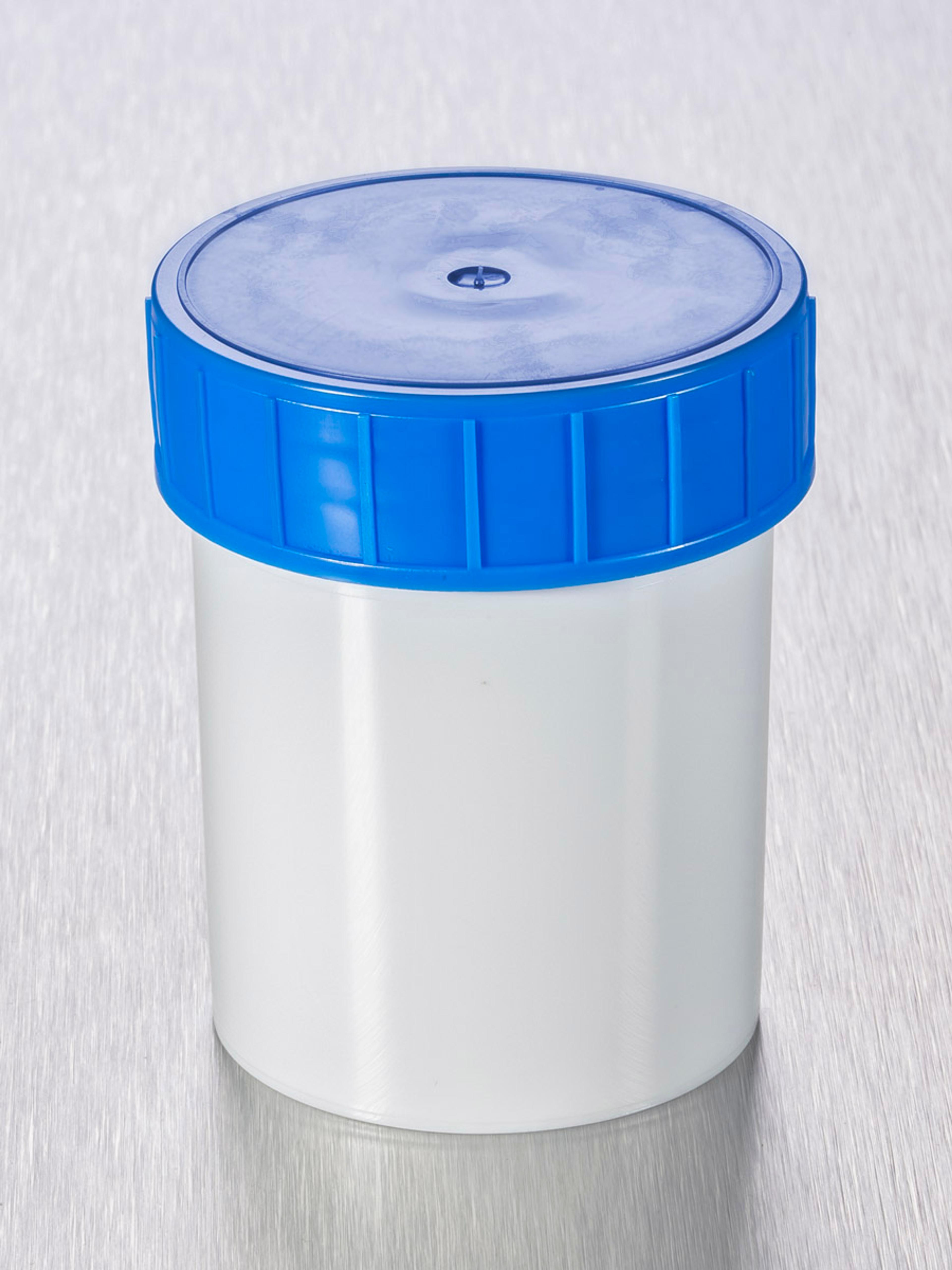 Corning® Gosselin™ Straight Container, 125 mL, White PP, Blue Screw Cap, Assembled, 380/Case - Corning Life Sciences
