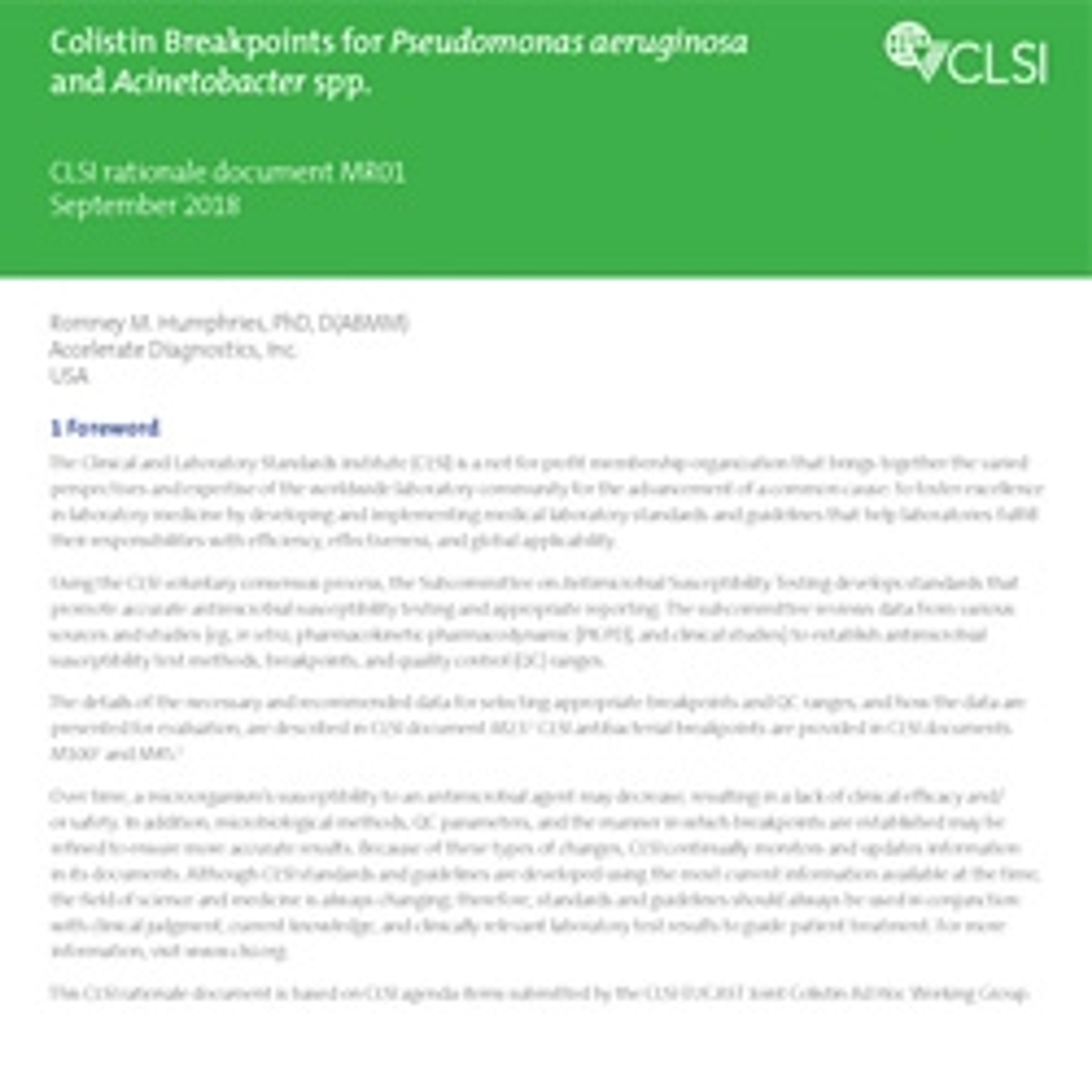 MR01 - Clinical and Laboratory Standards Institute - Life Sciences