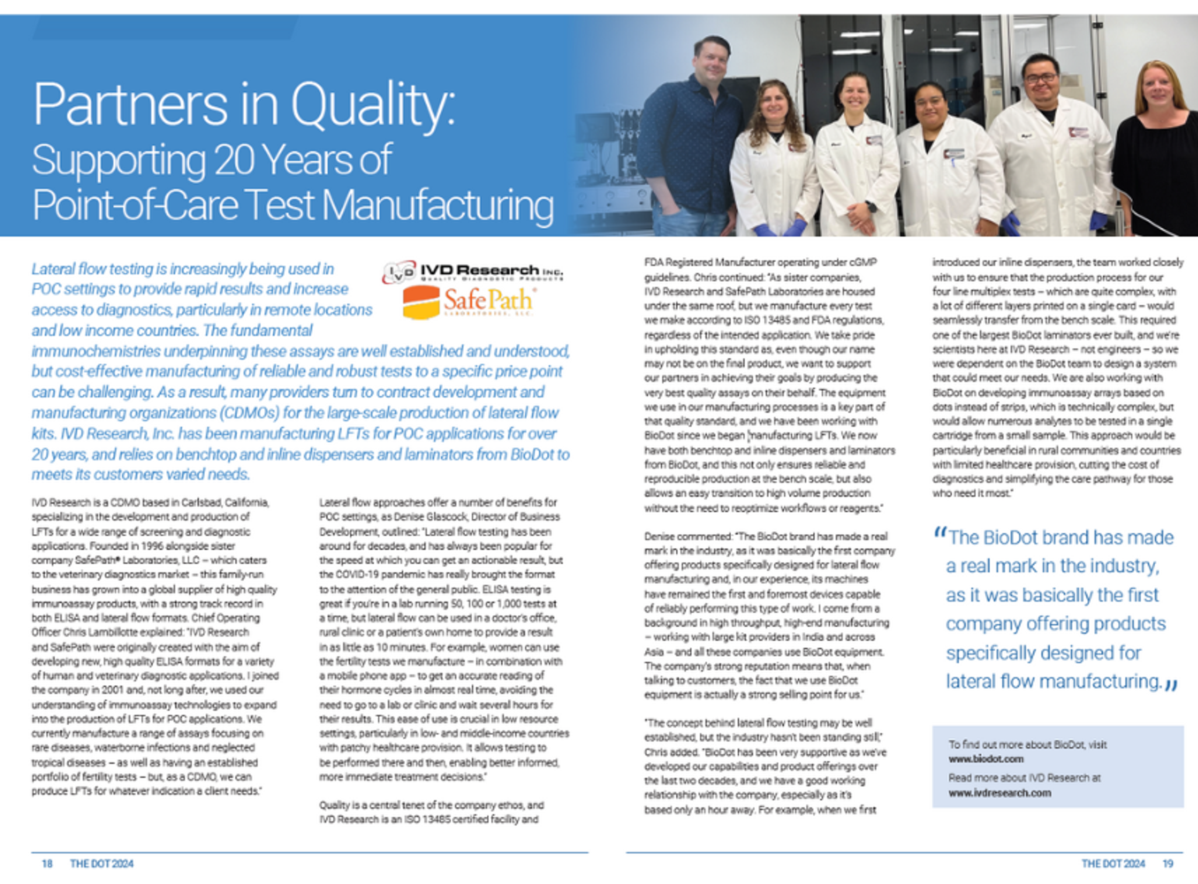Screenshot of case study: Partners in quality: Supporting 20 years of point-of-care test manufacturing with precision liquid handling