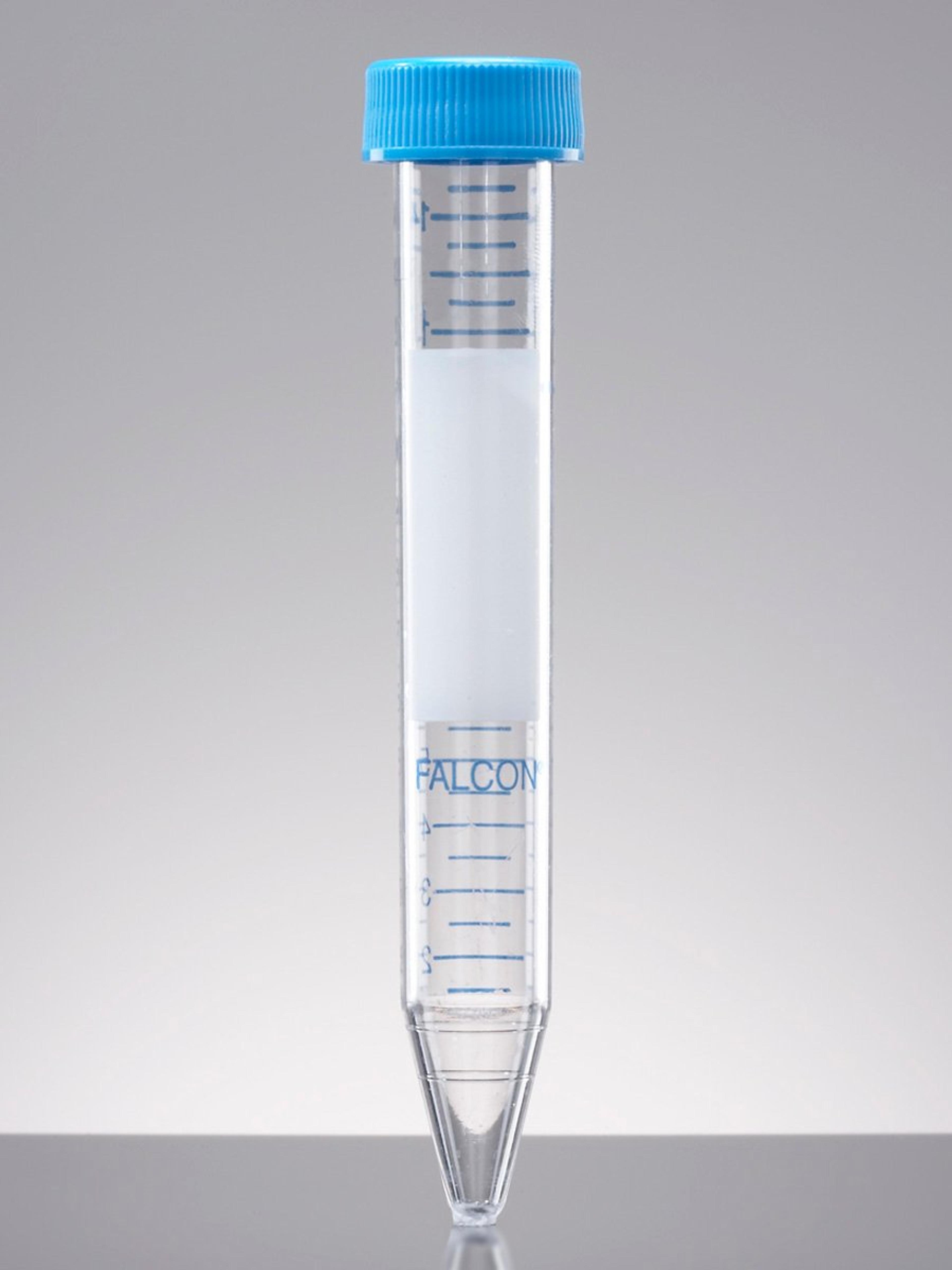Falcon® 15 mL Polystyrene Centrifuge Tube, Conical Bottom, with Dome Seal Screw Cap, Sterile, 50/Rack, 500/Case - Corning Life Sciences