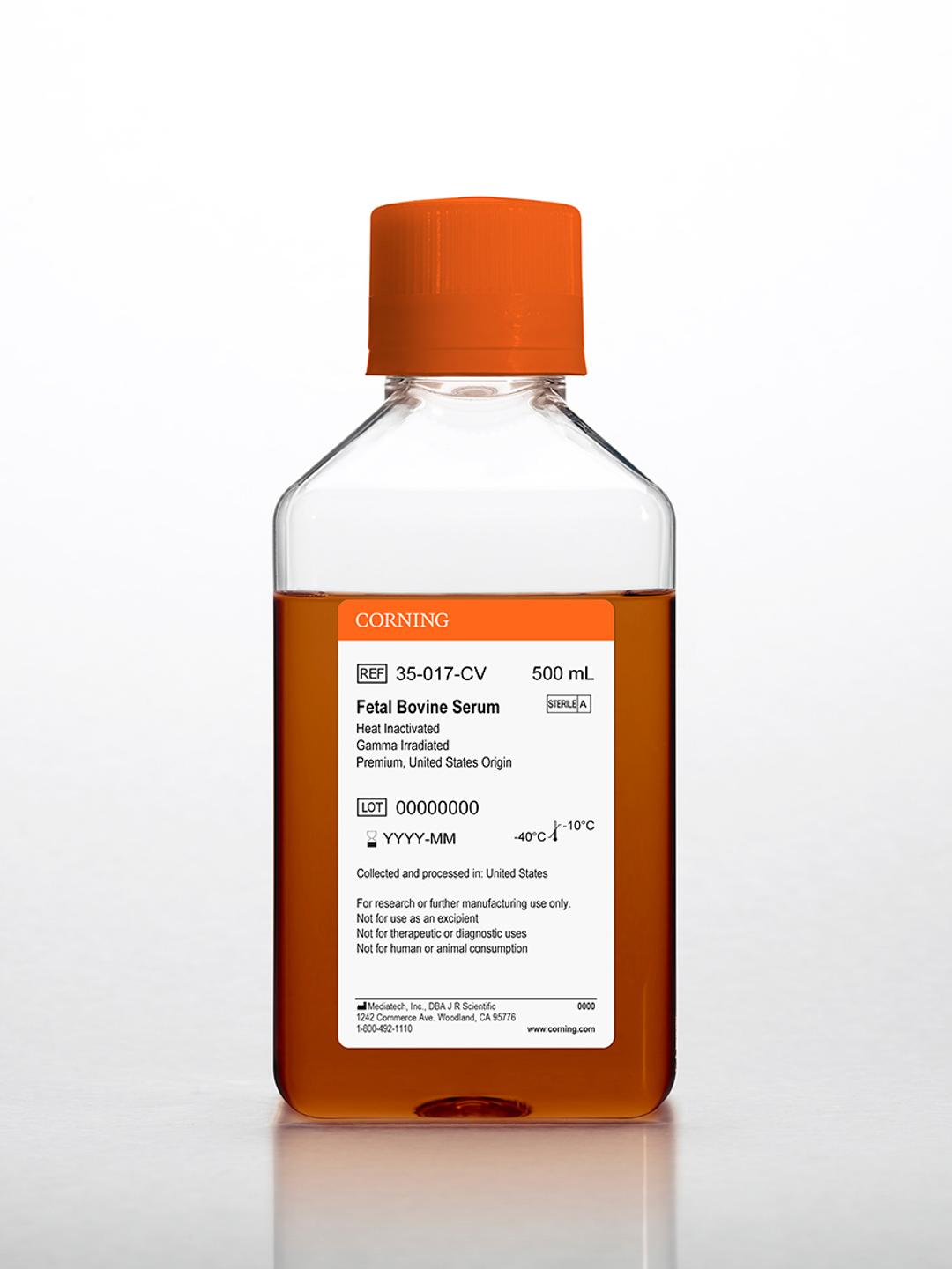 Corning® Fetal Bovine Serum, 500 mL, Premium, United States Origin (Heat Inactivated and Gamma Irradiated) - Corning Life Sciences