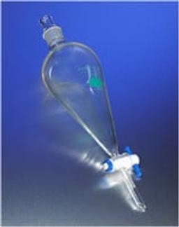 PYREXPLUS® Coated 2L Squibb Separatory Funnel, PTFE Product Standard Stopcock, Glass Standard Taper Stopper - Corning Life Sciences - General Lab
