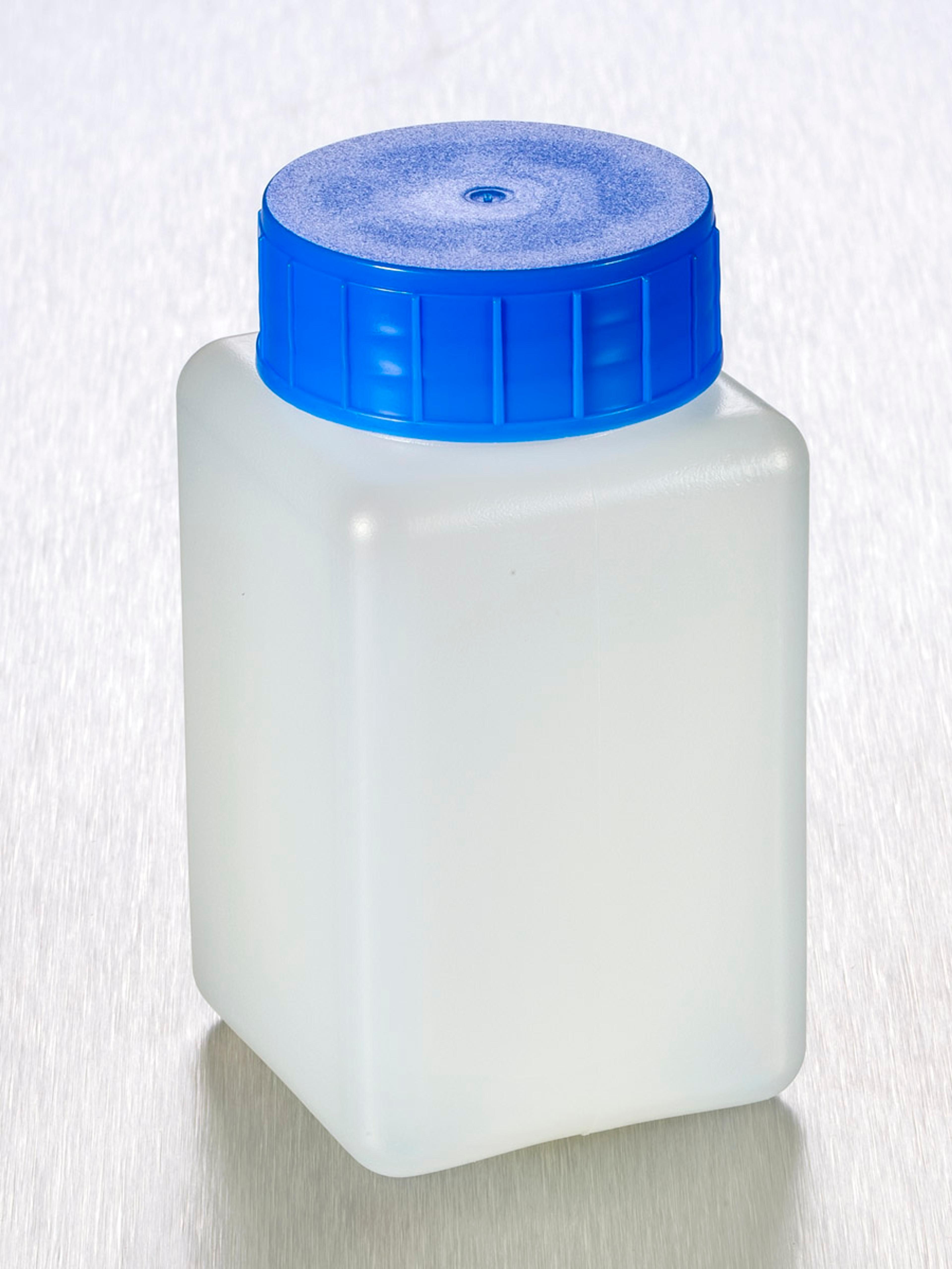 Corning® Gosselin™ Square HDPE Bottle, 150 mL, 37 mm Blue Cap with Seal, Assembled, 300/Case - Corning Life Sciences