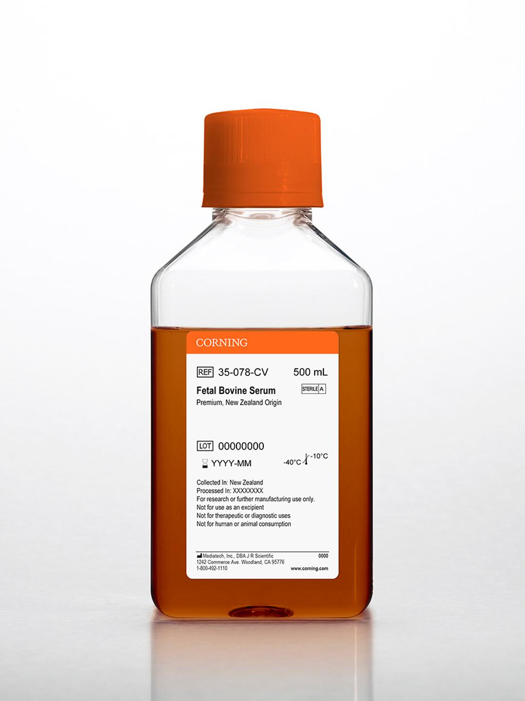 Corning® Fetal Bovine Serum, 500 mL, Premium, New Zealand Origin - Corning Life Sciences