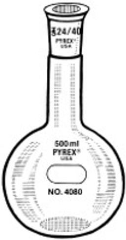 PYREX® 500 mL Long Neck Florence Boiling Flask, Flat Bottom, 24/40 Standard Taper Joint - Corning Life Sciences - General Lab