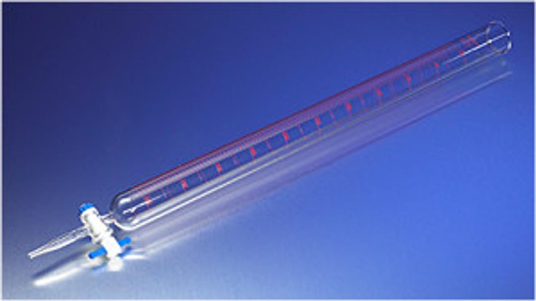 PYREX® 500 mL Dispensing Burets, Colored Scale, with Straight Bore Product Standard PTFE Stopcock - Corning Life Sciences - General Lab