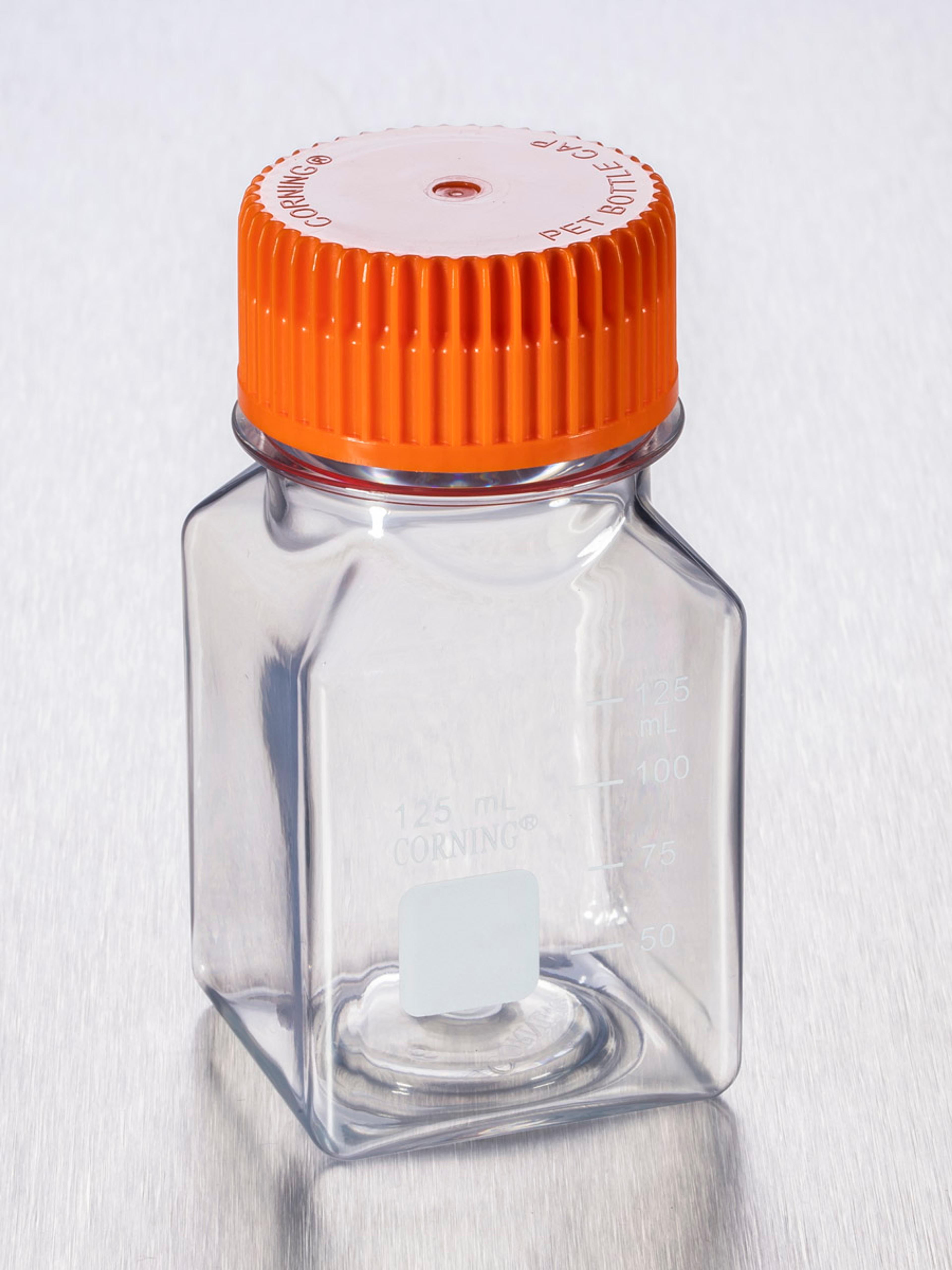 Corning® 125 mL Square PET Storage Bottles with 45 mm Caps - Corning Life Sciences - General Lab