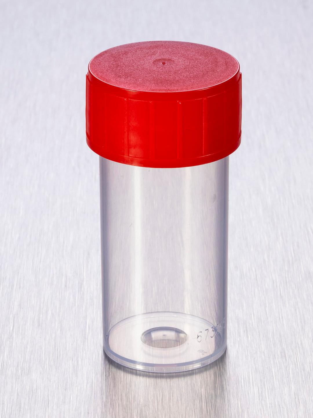 Corning® Gosselin™ Straight Container, 40 mL, PP, Red Screw Cap, Assembled, 100/Bag, 1000/Case - Corning Life Sciences