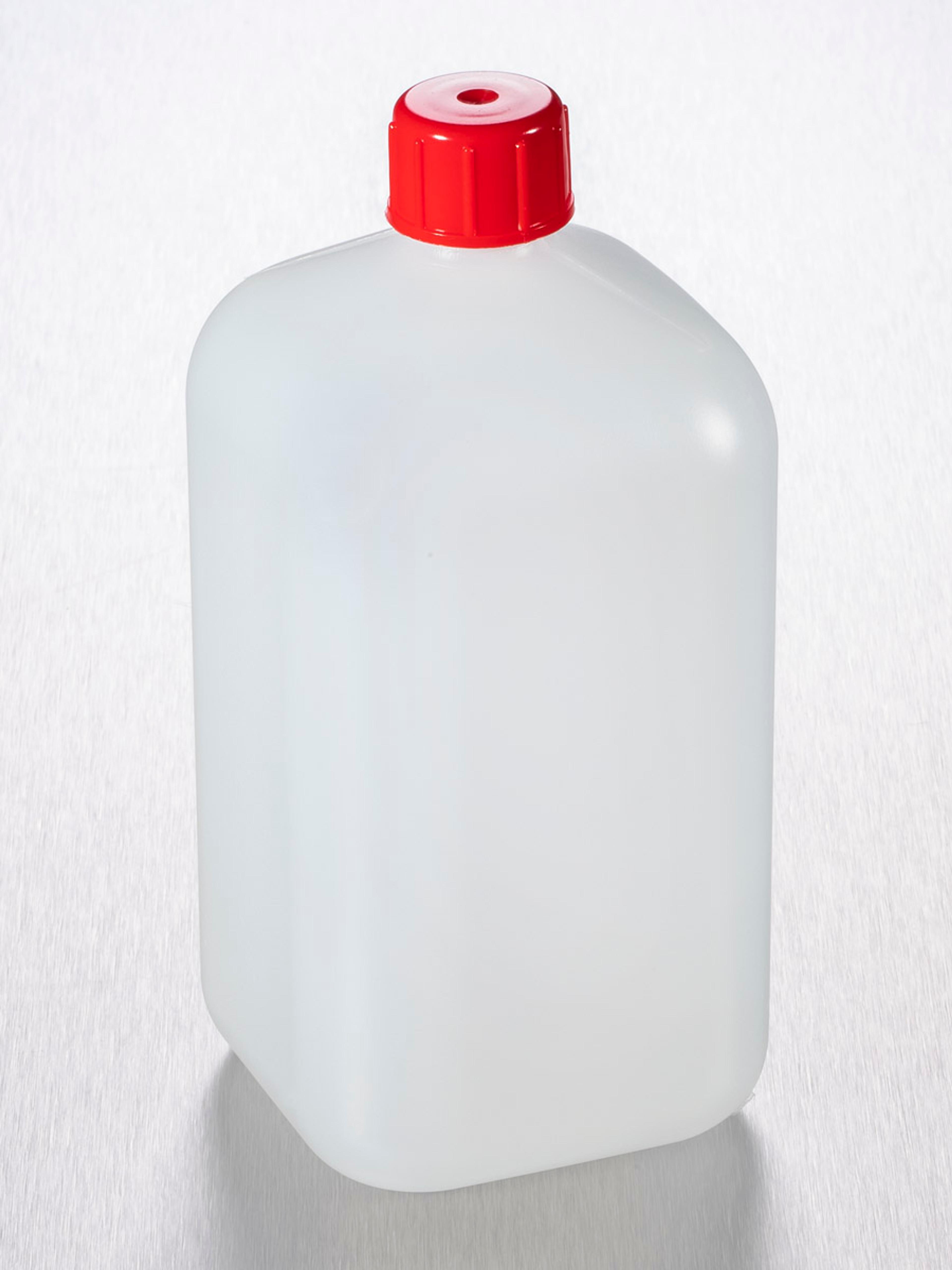 Corning® Gosselin™ Square HDPE Bottle, 1 L, 20 mm Red Cap, Non-assembled, 60/Case - Corning Life Sciences