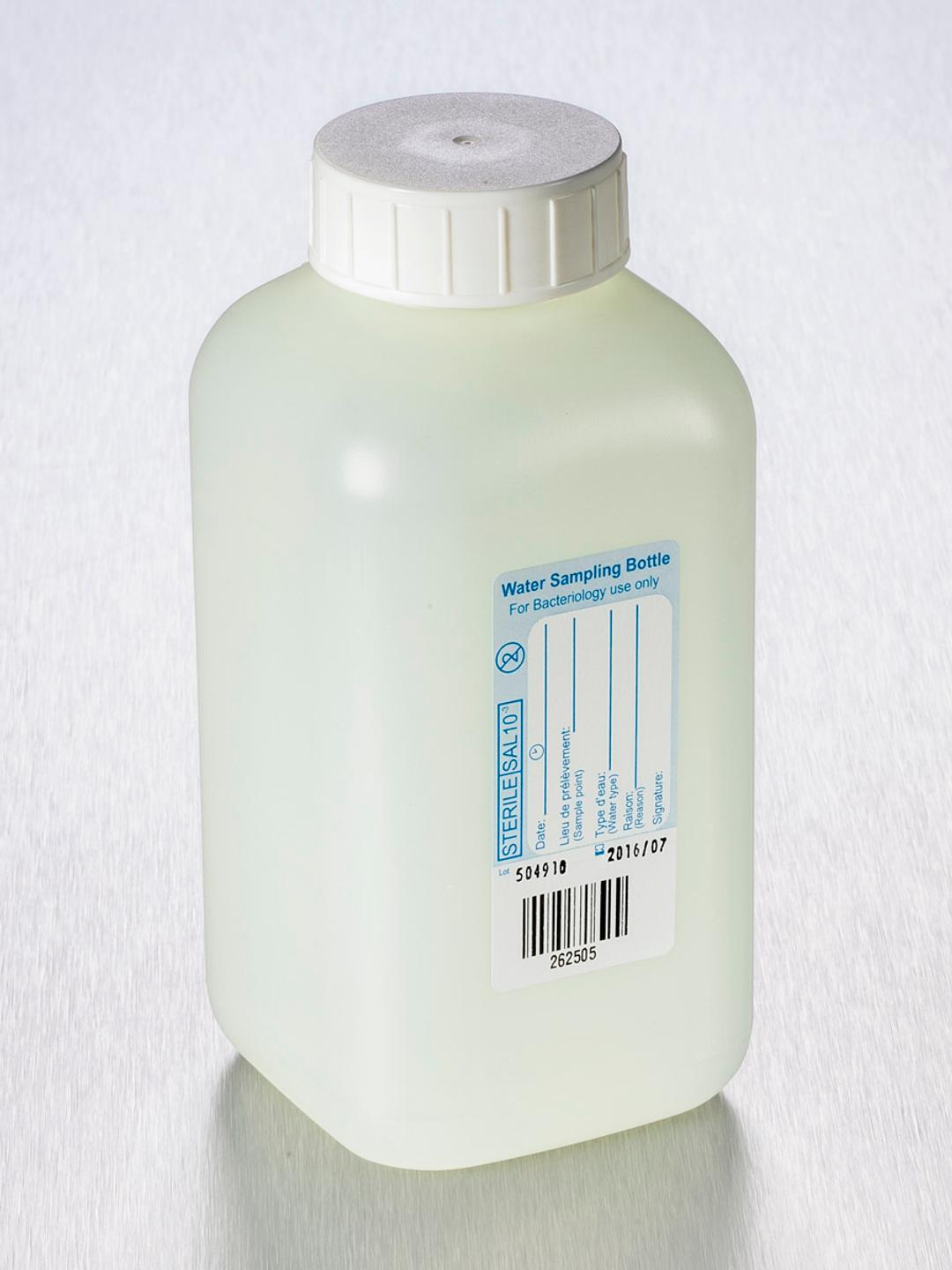 Corning® Gosselin™ Water Sampling Square HDPE Bottle, 500 mL, Graduated, No Sodium Thiosulfate, 37 mm White Cap with Wad, Sterile, 100/Case - Corning Life Sciences