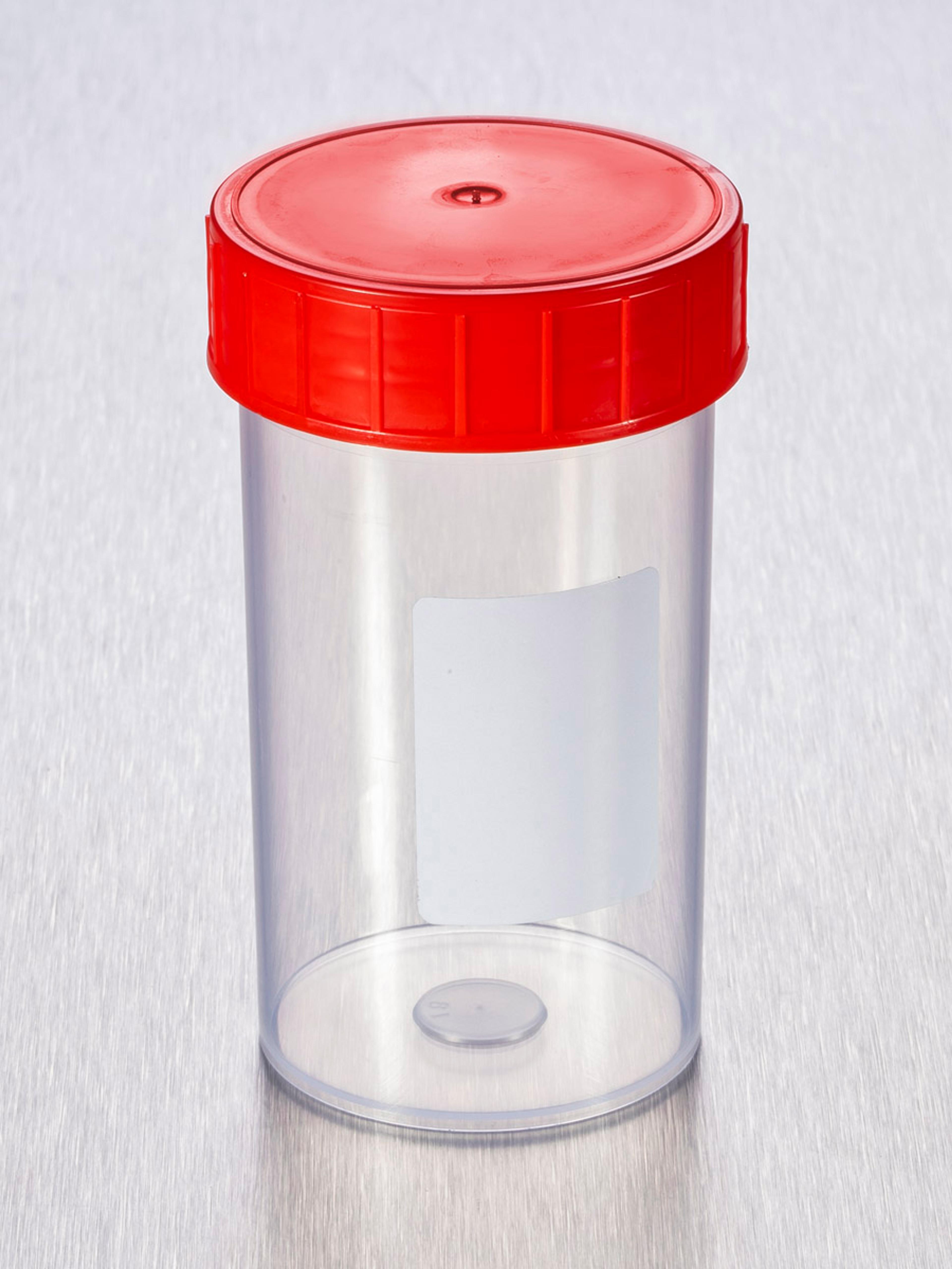 Corning® Gosselin™ Straight Container, 180 mL, PP with White Label, Red Screw Cap, Assembled, Sterile, 264/Case - Corning Life Sciences