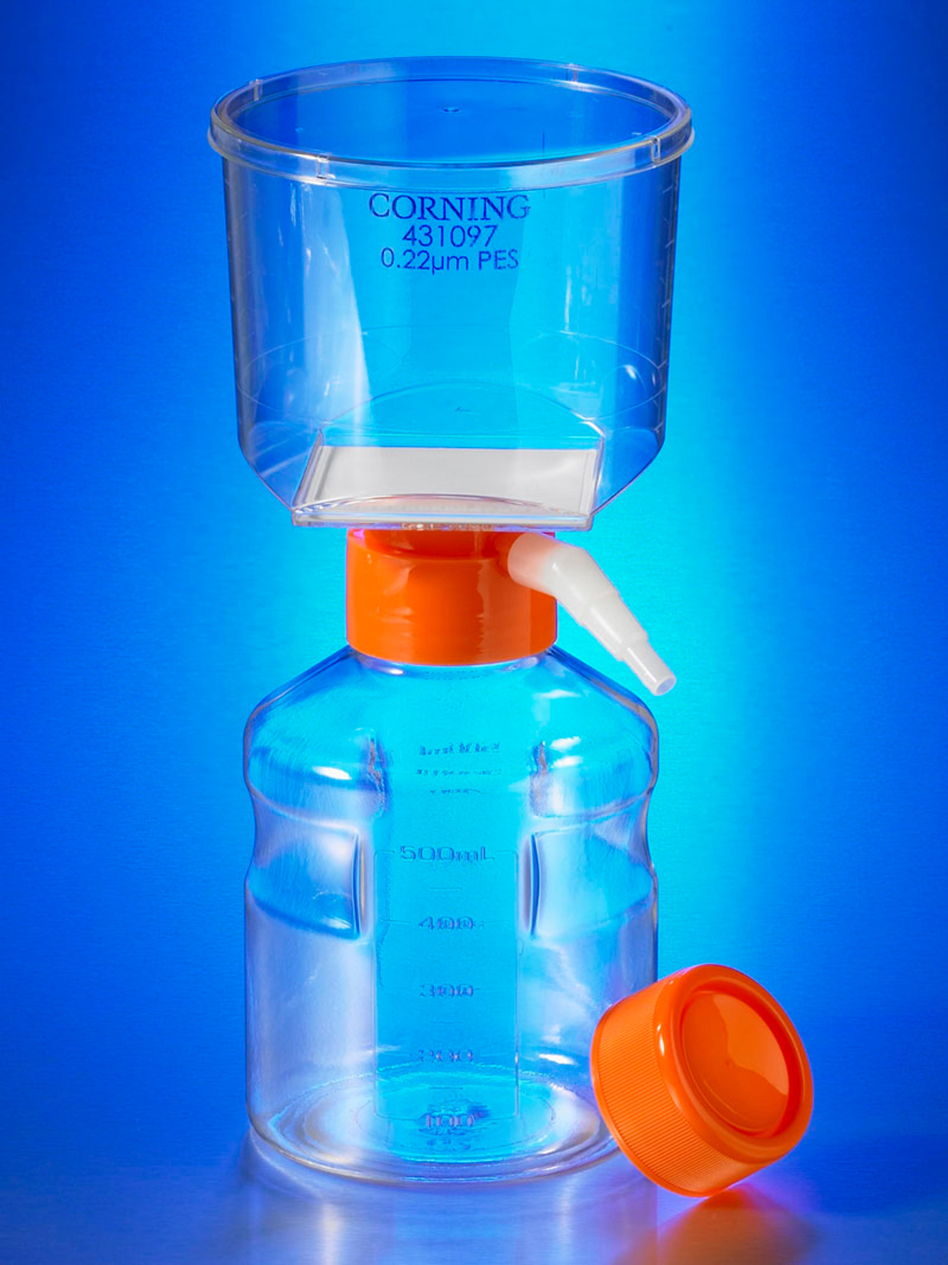 Corning® 500 mL Vacuum Filter/Storage Bottle System, 0.22 µm Pore 33.2cm² PES Membrane, Sterile, 12/Case - Corning Life Sciences