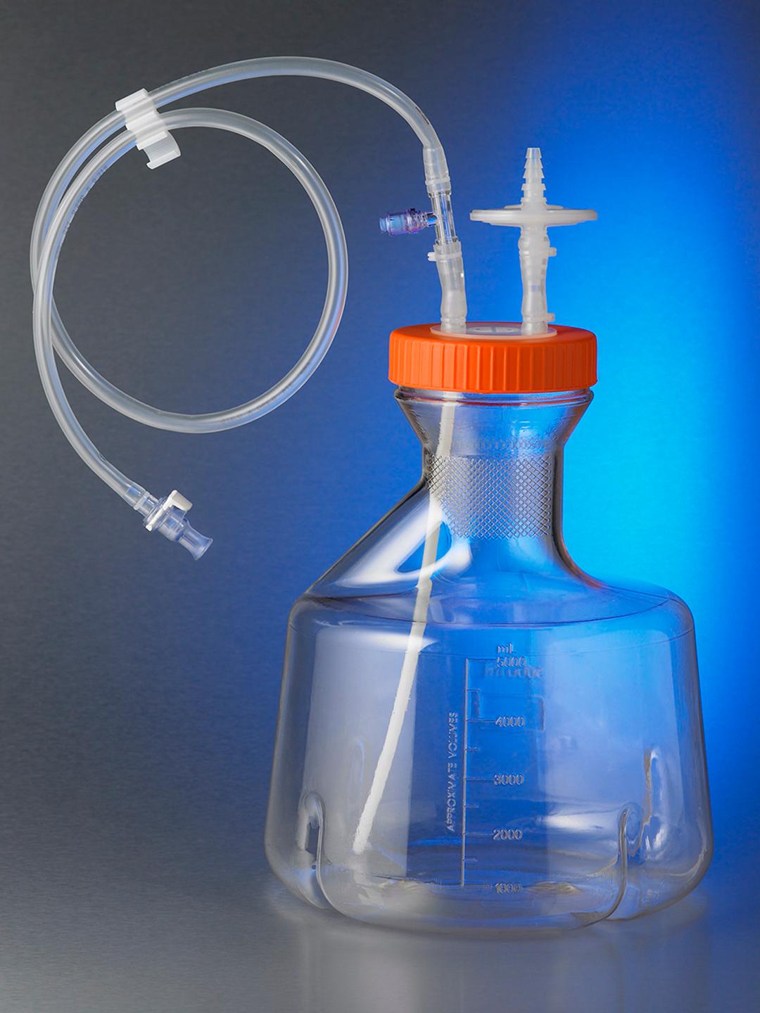 5L Baffled Bottom Erlenmeyer Flask with Disposable 100 mm Aseptic Transfer Cap, 0.2 µm Vent, Male MPC, Sterile - Corning Life Sciences - Drug discovery > Target Discovery