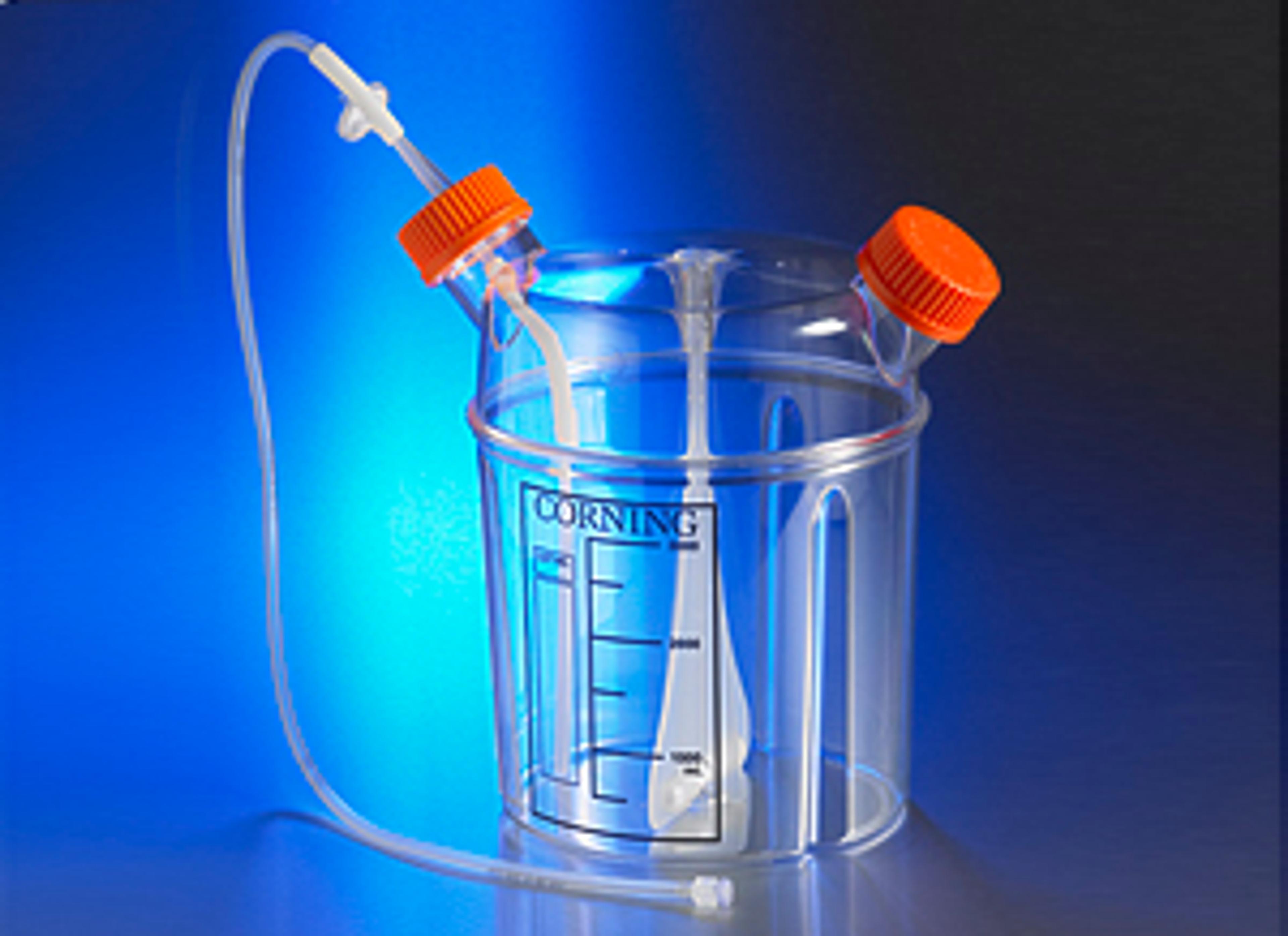 Corning® 3L Disposable Spinner Flask, Solid Cap and Aseptic Transfer Cap, Sterile - Corning Life Sciences