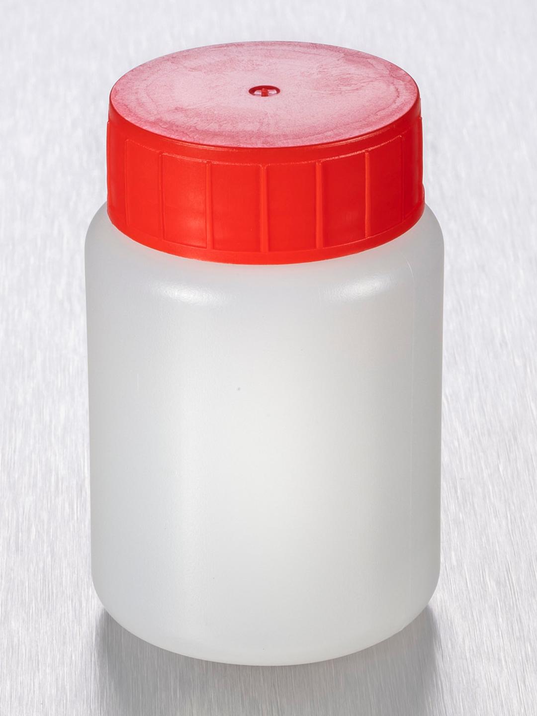 Corning® Gosselin™ Round HDPE Bottle, 100 mL, 37 mm Red Cap with Seal, Assembled, 335/Case - Corning Life Sciences