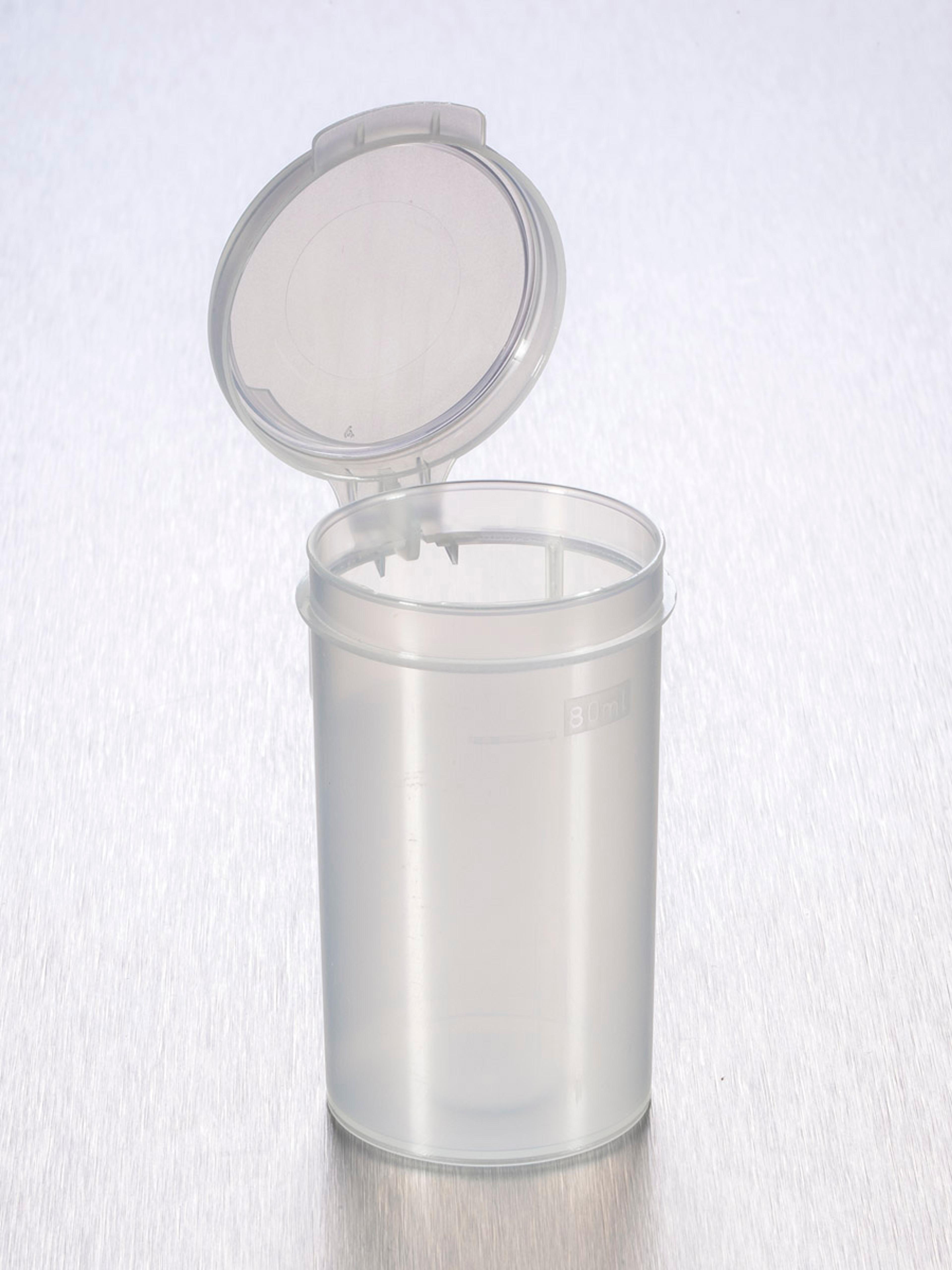 Corning® Gosselin™ Straight Container, 90 mL, PP, Graduated to 80 mL, Hinged cap, 350/Case - Corning Life Sciences