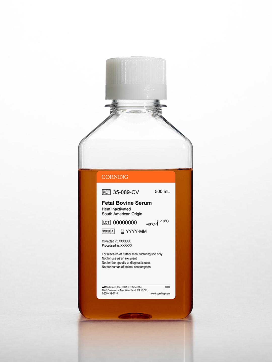 Corning® Fetal Bovine Serum, 500 mL, Regular, South American Origin (Heat Inactivated) - Corning Life Sciences