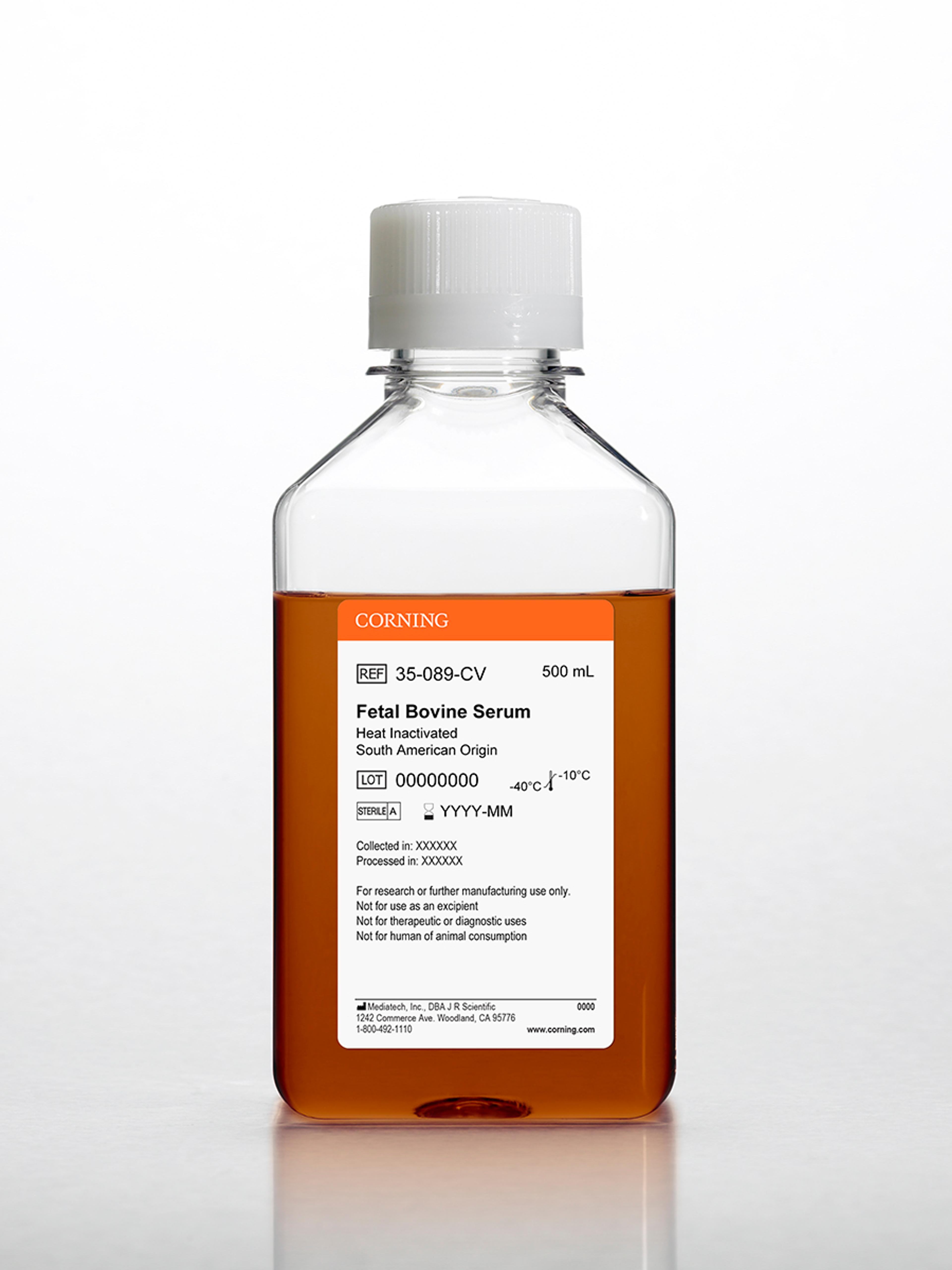 Corning® Fetal Bovine Serum, 500 mL, Regular, South American Origin (Heat Inactivated) - Corning Life Sciences
