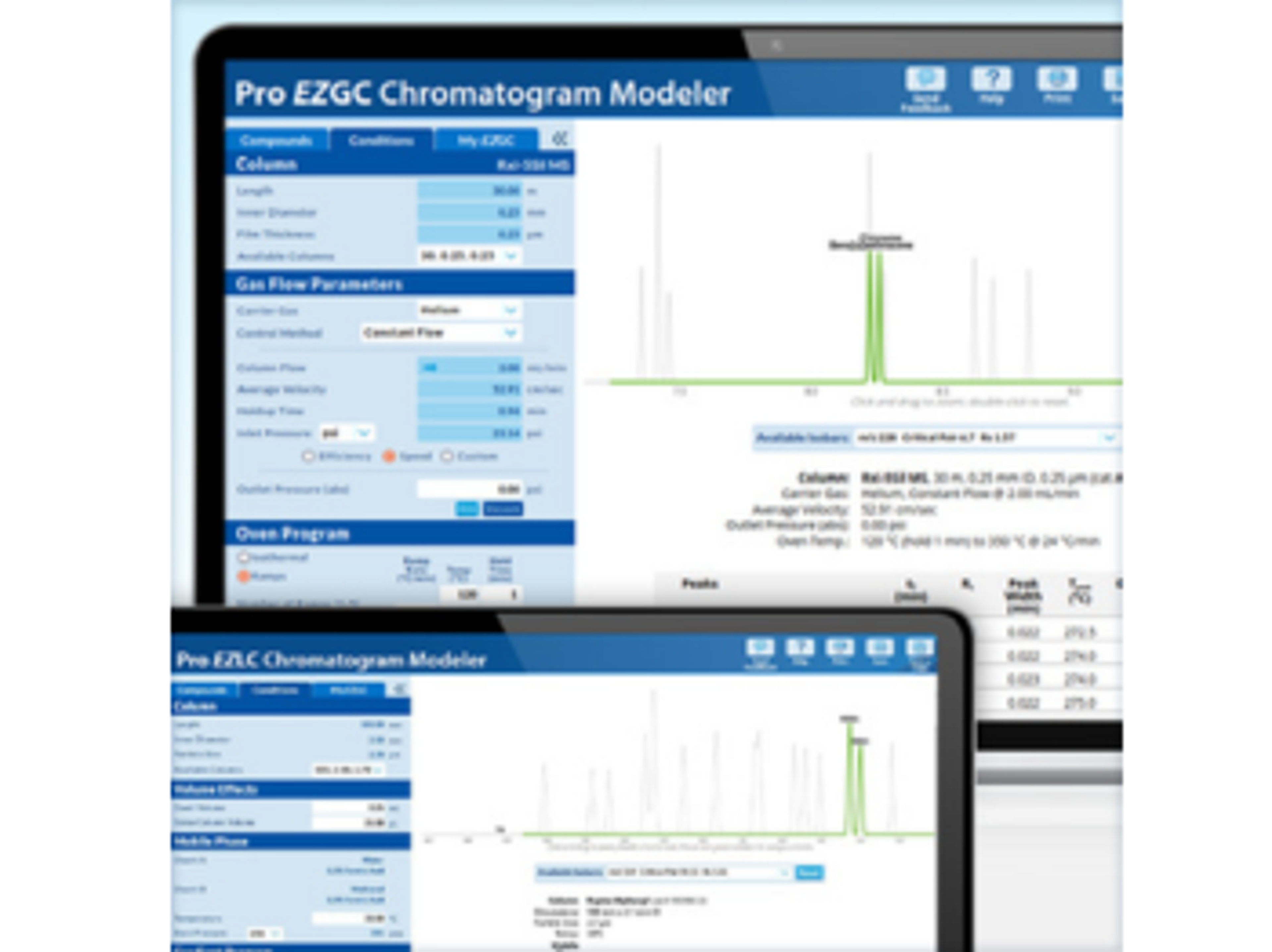 Image of the Restek Pro EZGC chromtogram modeler