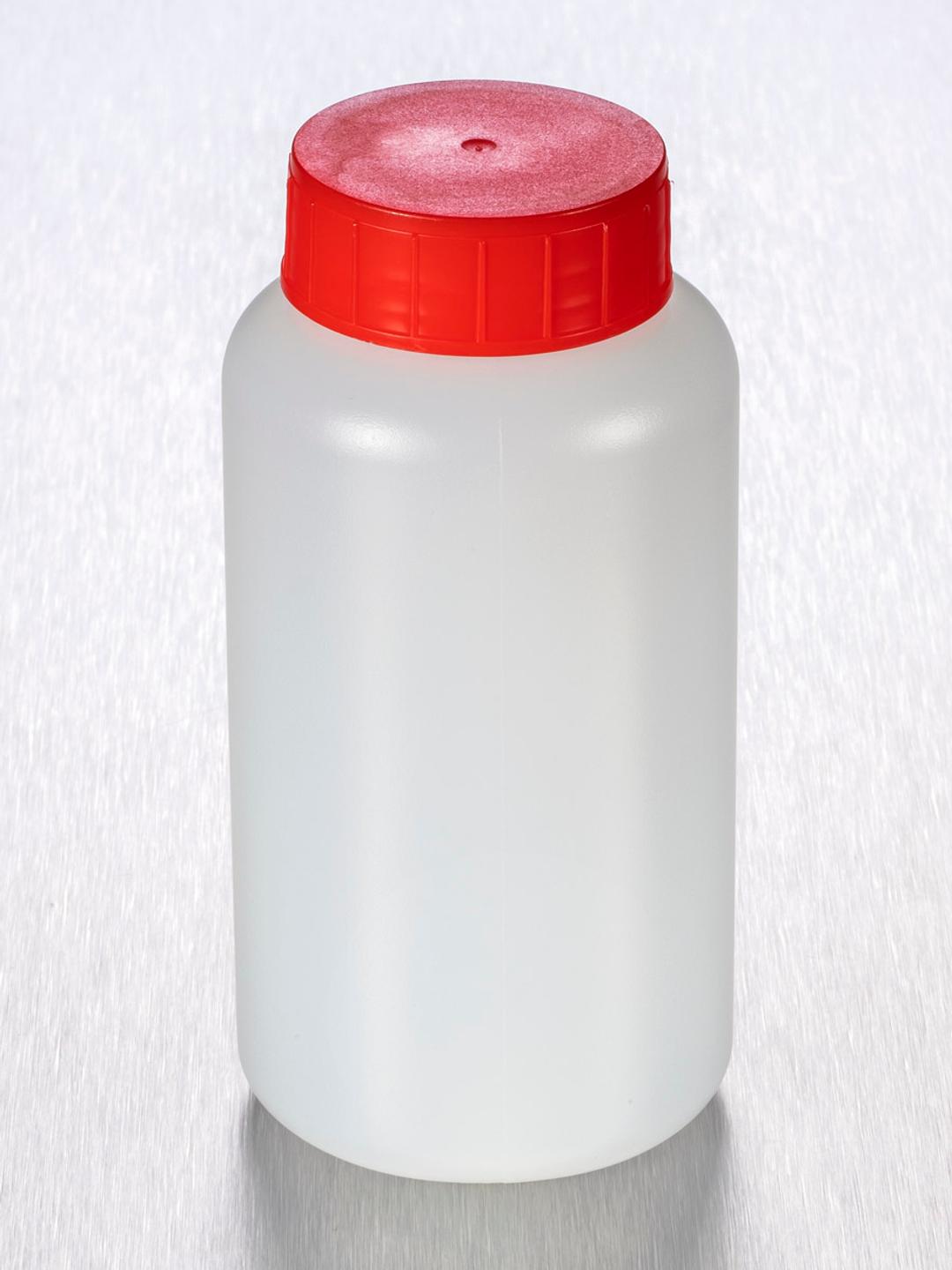 Corning® Gosselin™ Round HDPE Bottle, 250 mL, 37 mm Red Cap with Seal, Assembled, 145/Case - Corning Life Sciences