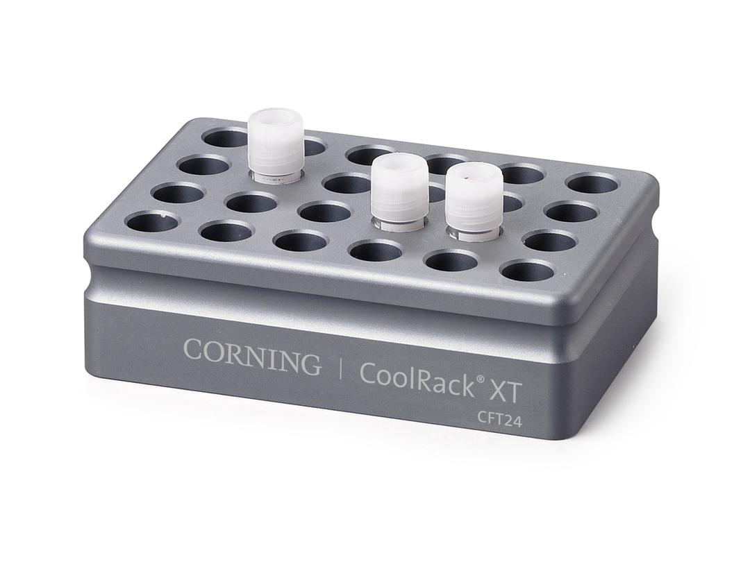 Corning® CoolRack XT CFT24, Holds 24 Cryogenic vial or FACS Tubes, with "Gripping" Wells for One-hand Vial Opening/Closing" - Corning Life Sciences - General Lab