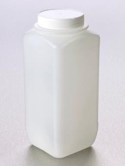 Corning® Gosselin™ Square HDPE Bottle, 2.5 L, Graduated, 77 mm White Cap with Wad, Assembled, Sterile, 1/Bag, 35/Case - Corning Life Sciences