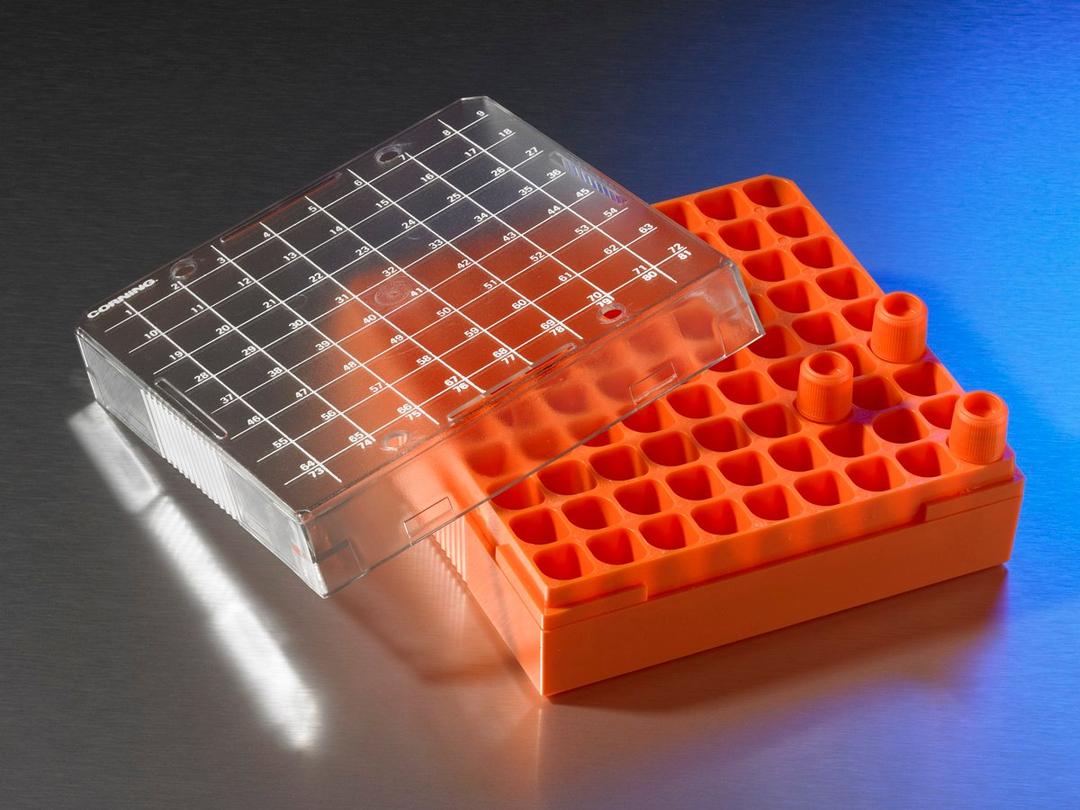 Corning® Polycarbonate 1 - 2 mL Cryogenic Vial Storage Box, Holds 81 Vials - Corning Life Sciences - Life Sciences