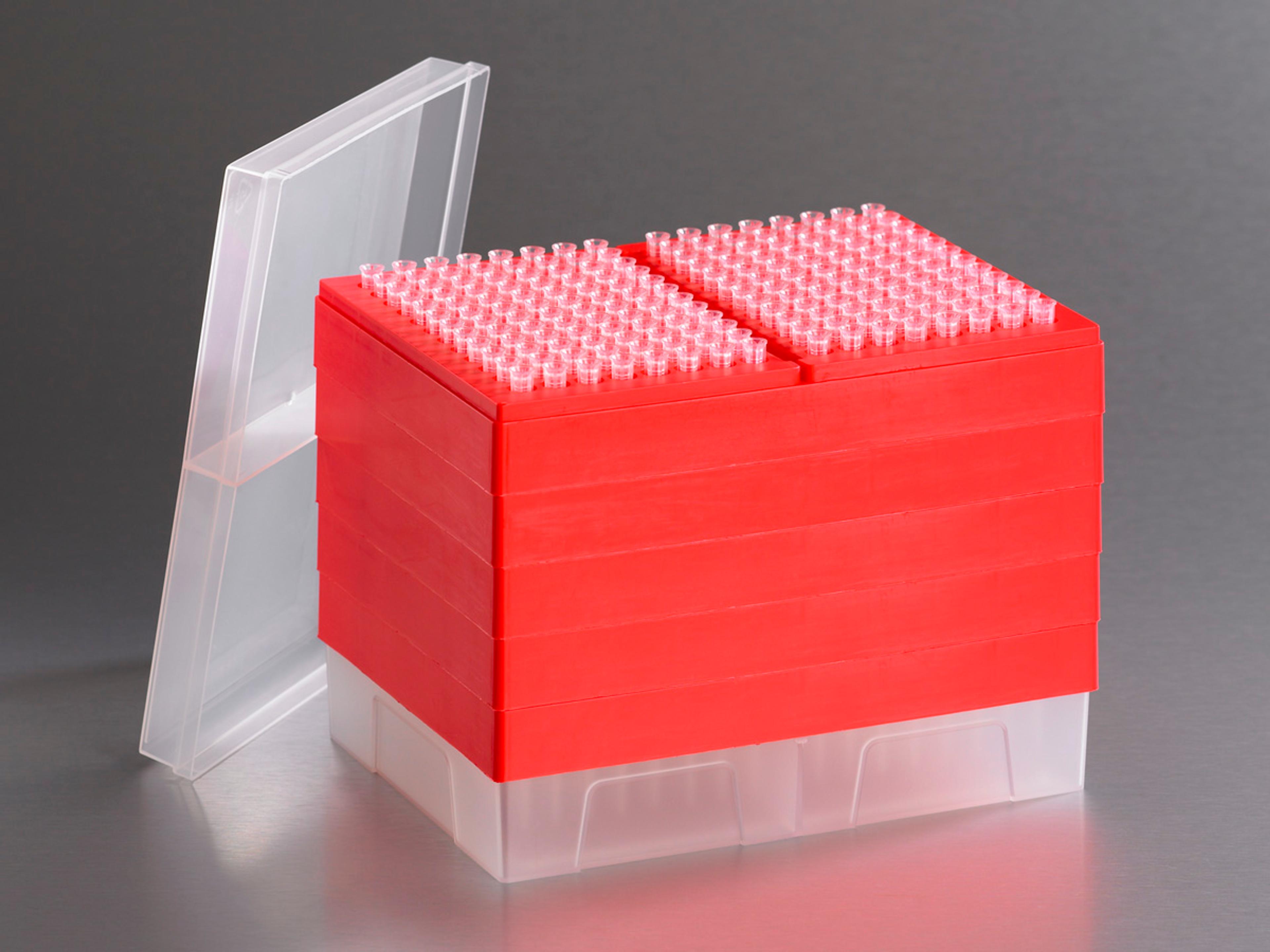 Axygen® MultiRack Pipet Tip Station, 10 µL, Extended Length, Sterile, 192/Layer, 5 Layers/Stack, 960/Stack, 5 Stacks/Case - Corning Life Sciences - General Lab