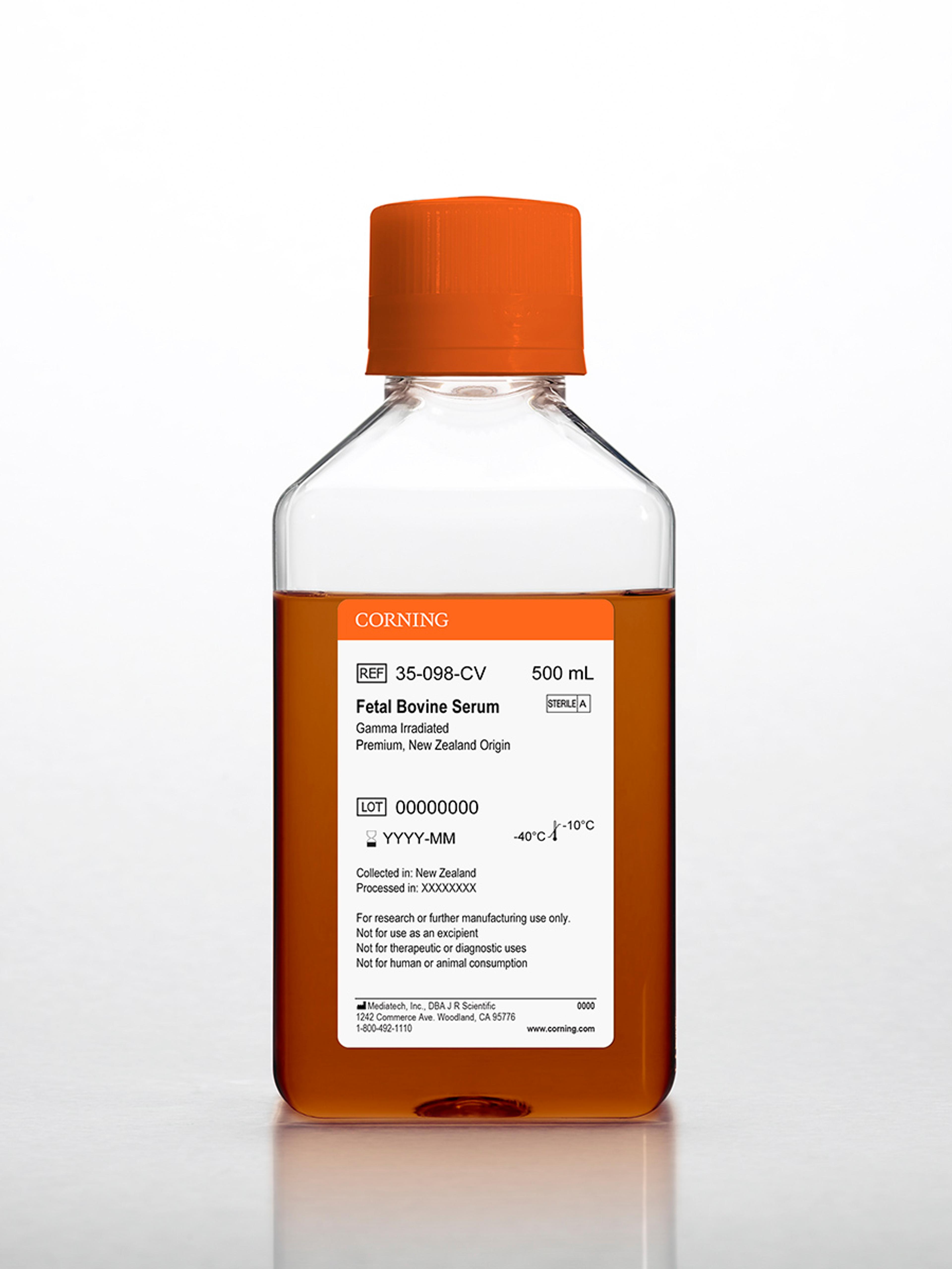 Corning® Fetal Bovine Serum, 500 mL, Premium, New Zealand Origin (Gamma Irradiated) - Corning Life Sciences