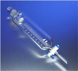 PYREX® 125 mL Cylindrical Separatory Funnel, Graduated, PTFE Product Standard Stopcock, Glass Standard Taper Stopper - Corning Life Sciences - General Lab