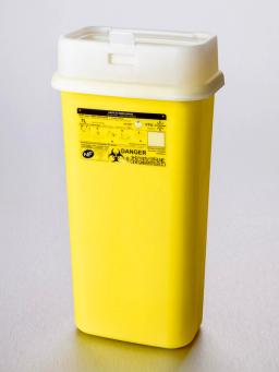 Corning® Gosselin™ Waste and Sharp Container, 7 L, Yellow PP, White Hinged Cap, 25/Case - Corning Life Sciences