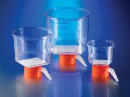 Corning® 150 mL Bottle Top Vacuum Filter, 0.22 µm Pore 13.6cm² PES Membrane, Fits 33 mm Diameter Necks, Sterile, 48/Case - Corning Life Sciences - Separations