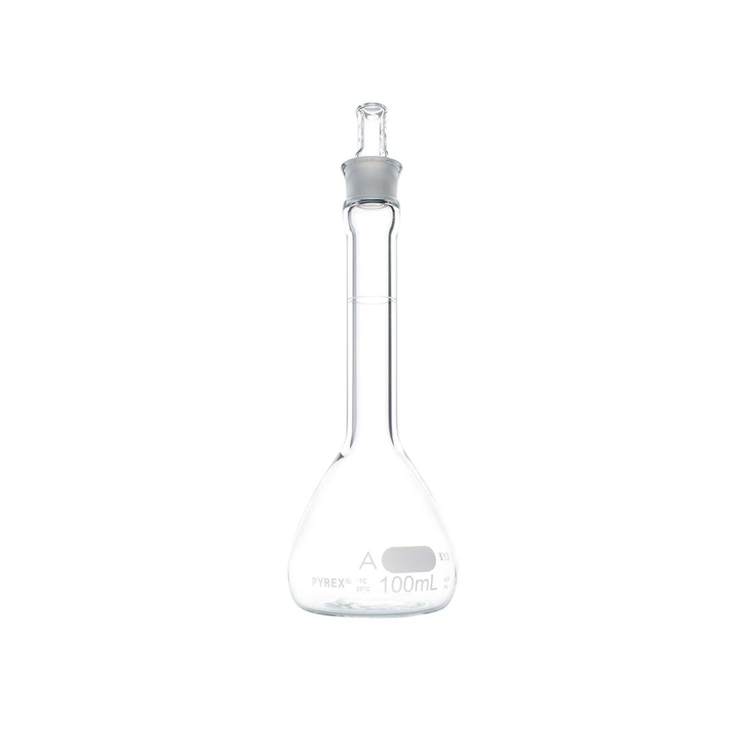 PYREX® Low Actinic 100 mL Class A Certified and Serialized Volumetric Flasks, with Glass Standard Taper Stopper - Corning Life Sciences - General Lab