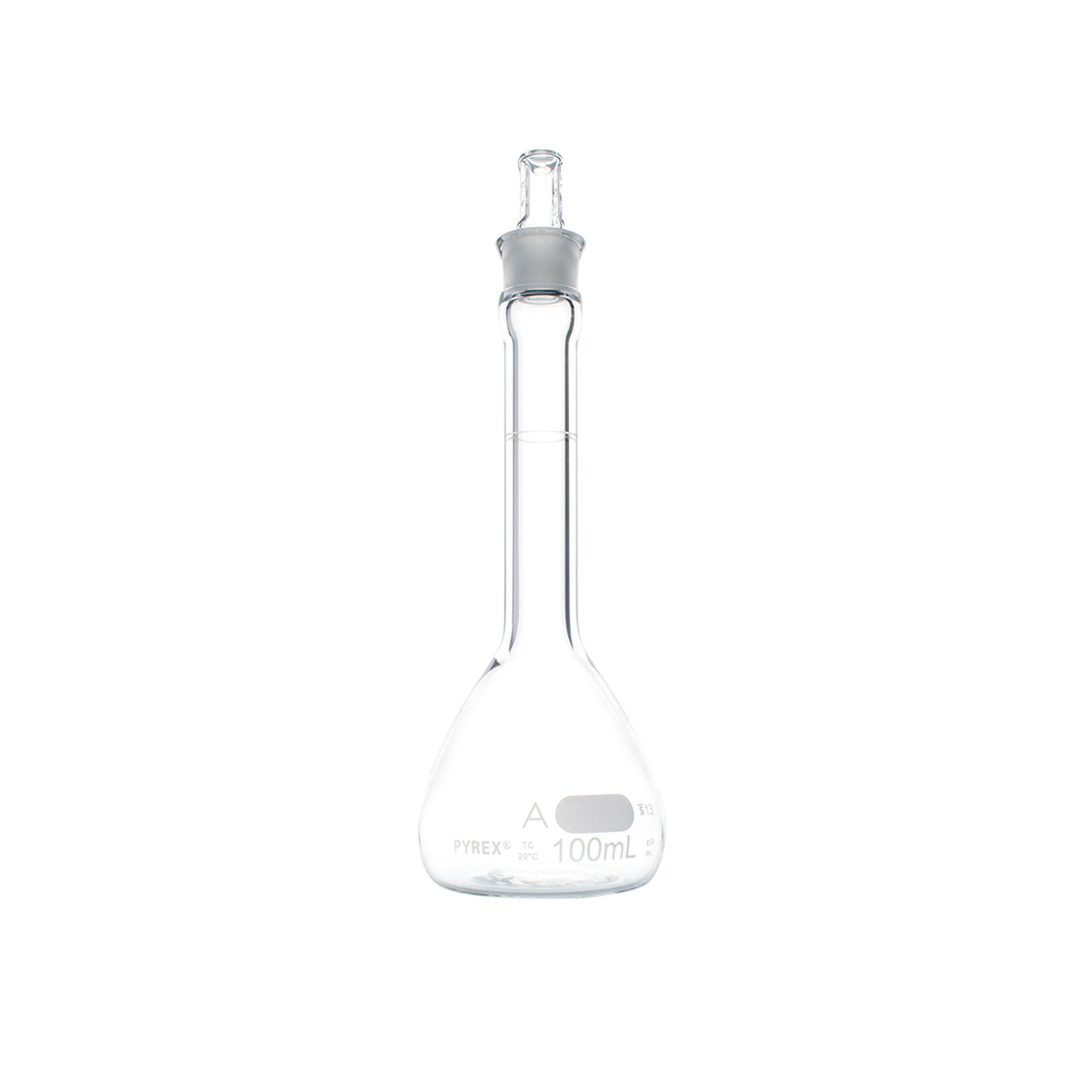 PYREX® Low Actinic 100 mL Class A Certified and Serialized Volumetric Flasks, with Glass Standard Taper Stopper - Corning Life Sciences - General Lab