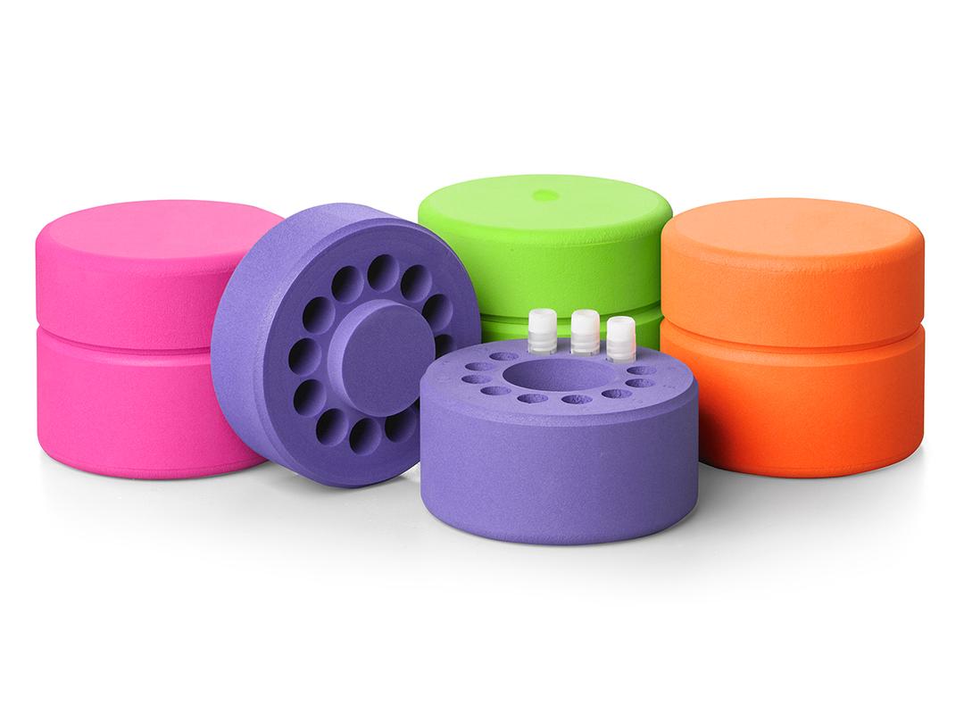 Corning® CoolCell® LX, Cell Freezing Container, for 12 x 1 mL or 2 mL Cryogenic Vials, 4-Pack, Purple, Orange, Green, and Pink - Corning Life Sciences - General Lab