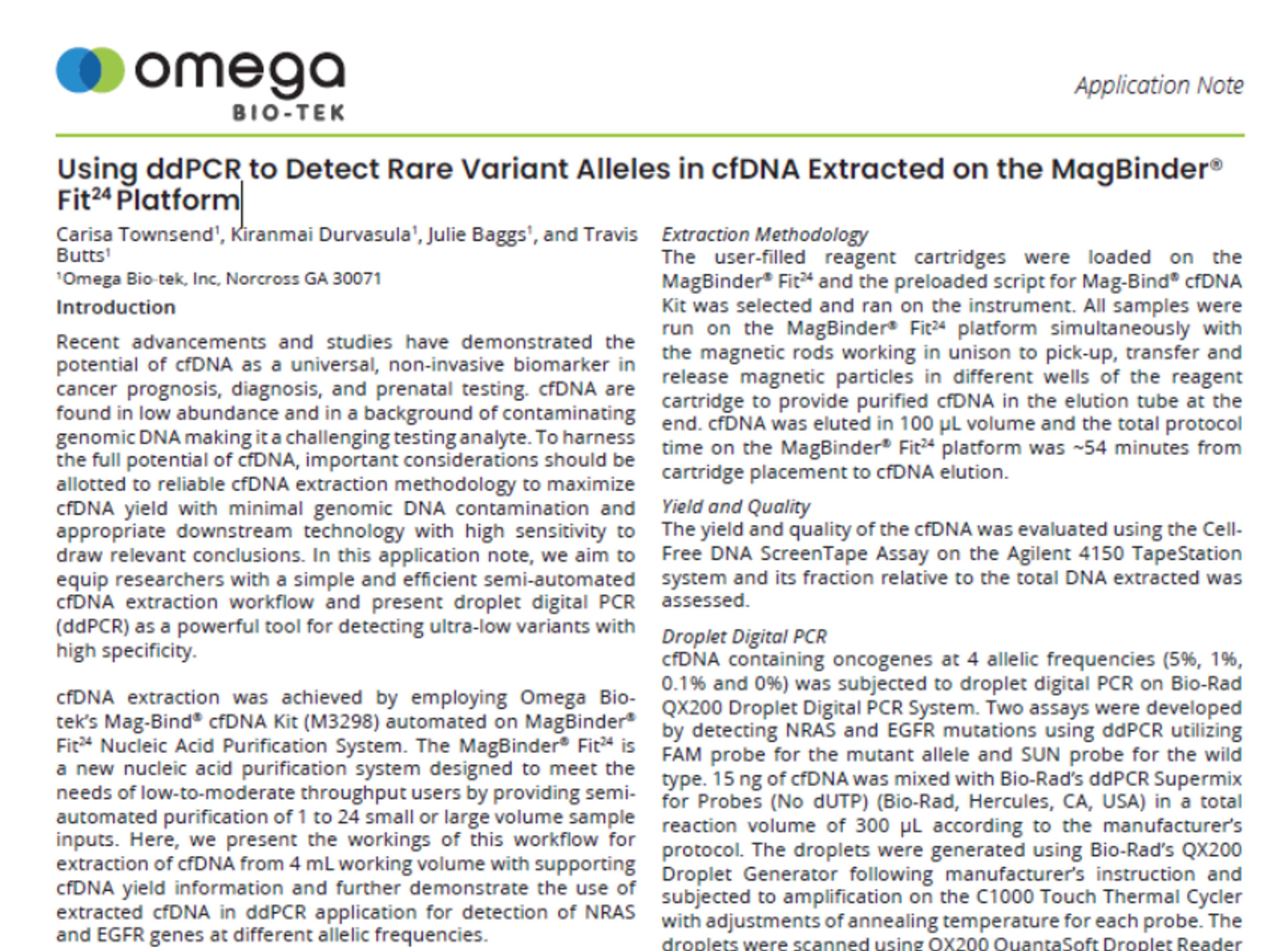 Detect rare variant alleles in cfDNA using ddPCR