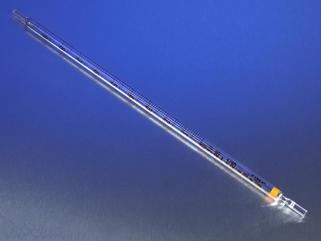 PYREX® 10 mL Reusable Serological Pipets, for Cotton Plugging, TD, Color-Coded, Colored Markings - Corning Life Sciences - General Lab