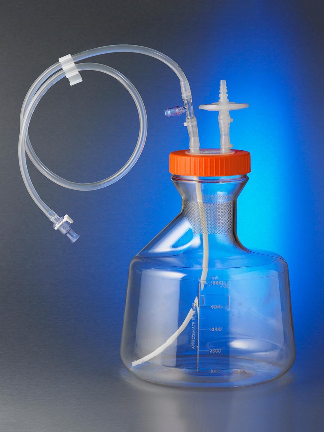 5L Plain Bottom Erlenmeyer Flask with Disposable 100 mm Aseptic Transfer Cap, 0.2 µm Vent, Male MPC, Sterile - Corning Life Sciences - Drug discovery > Target Discovery